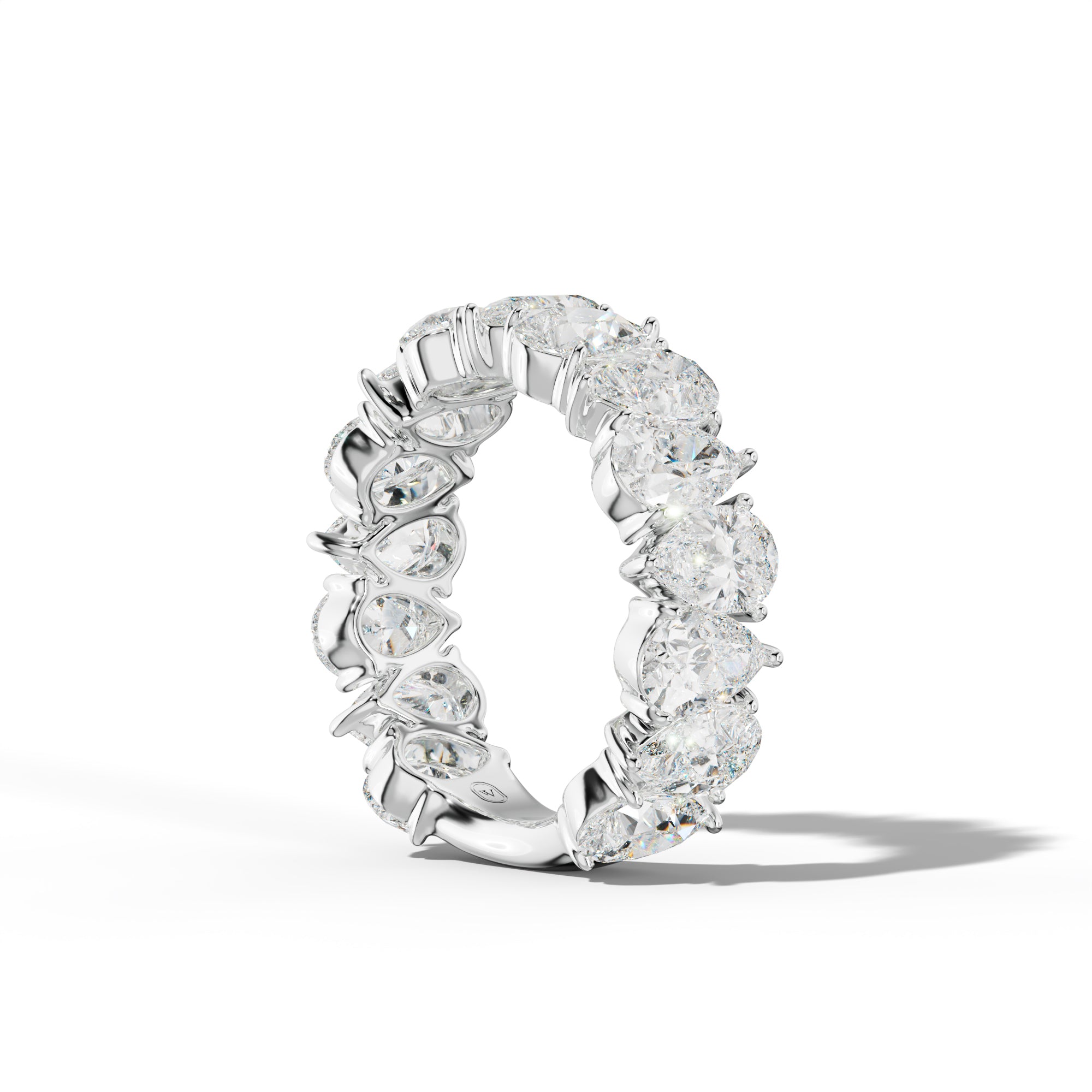 6.0 Carat Pear Shape Diamond 3/4 Anniversary Band Shared Prong  Low-Set Design