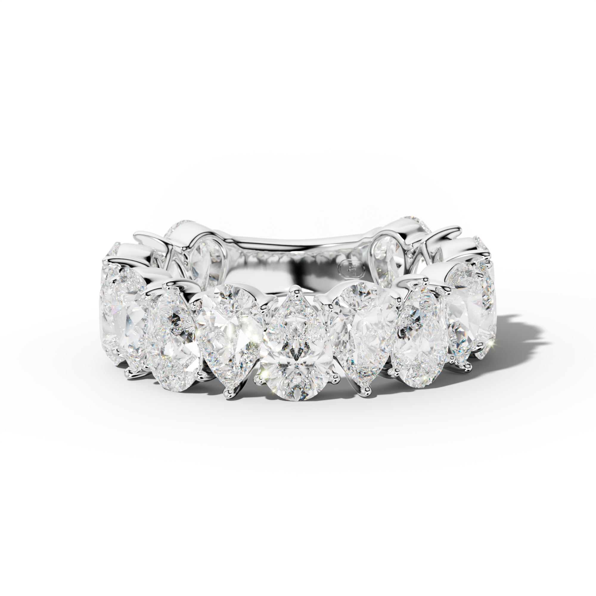 6.0 Carat Pear Shape Diamond 3/4 Anniversary Band Shared Prong  Low-Set Design