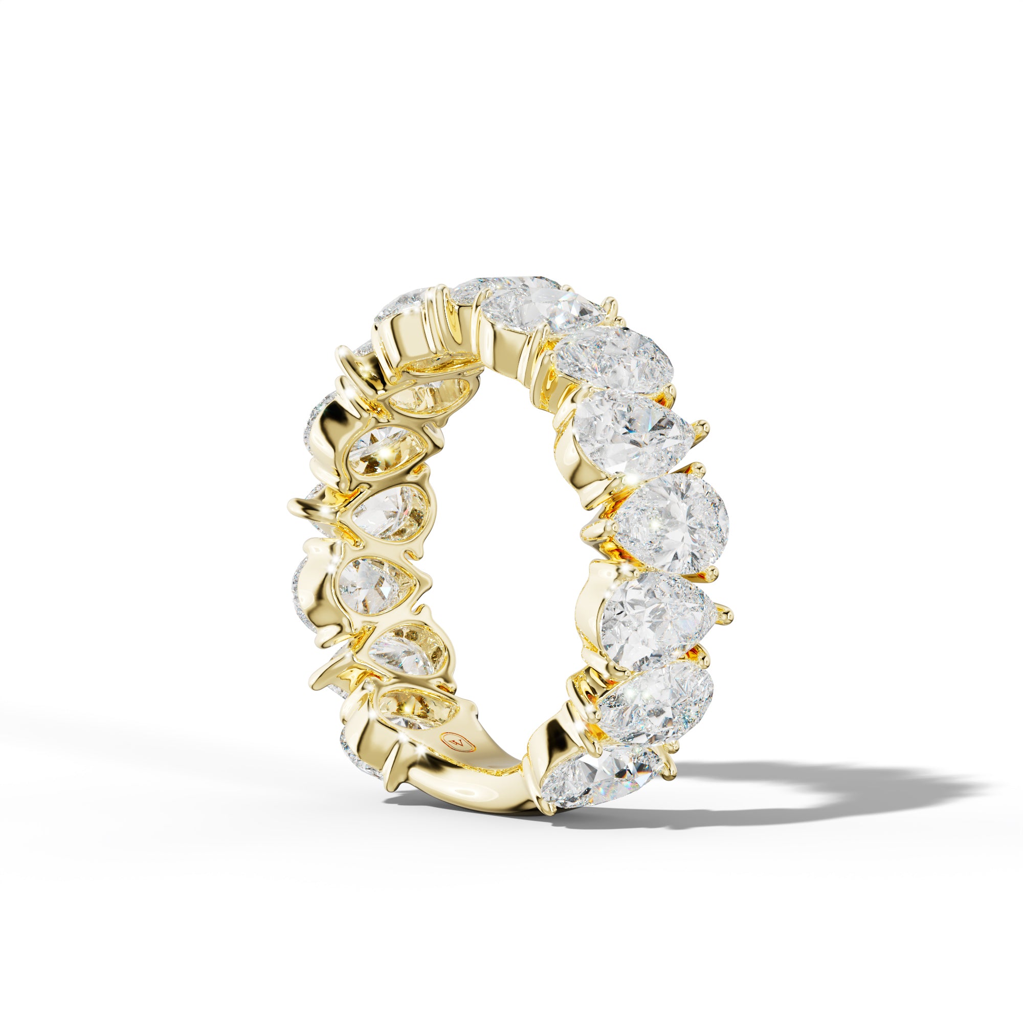 6.0 Carat Pear Shape Diamond 3/4 Anniversary Band Shared Prong  Low-Set Design