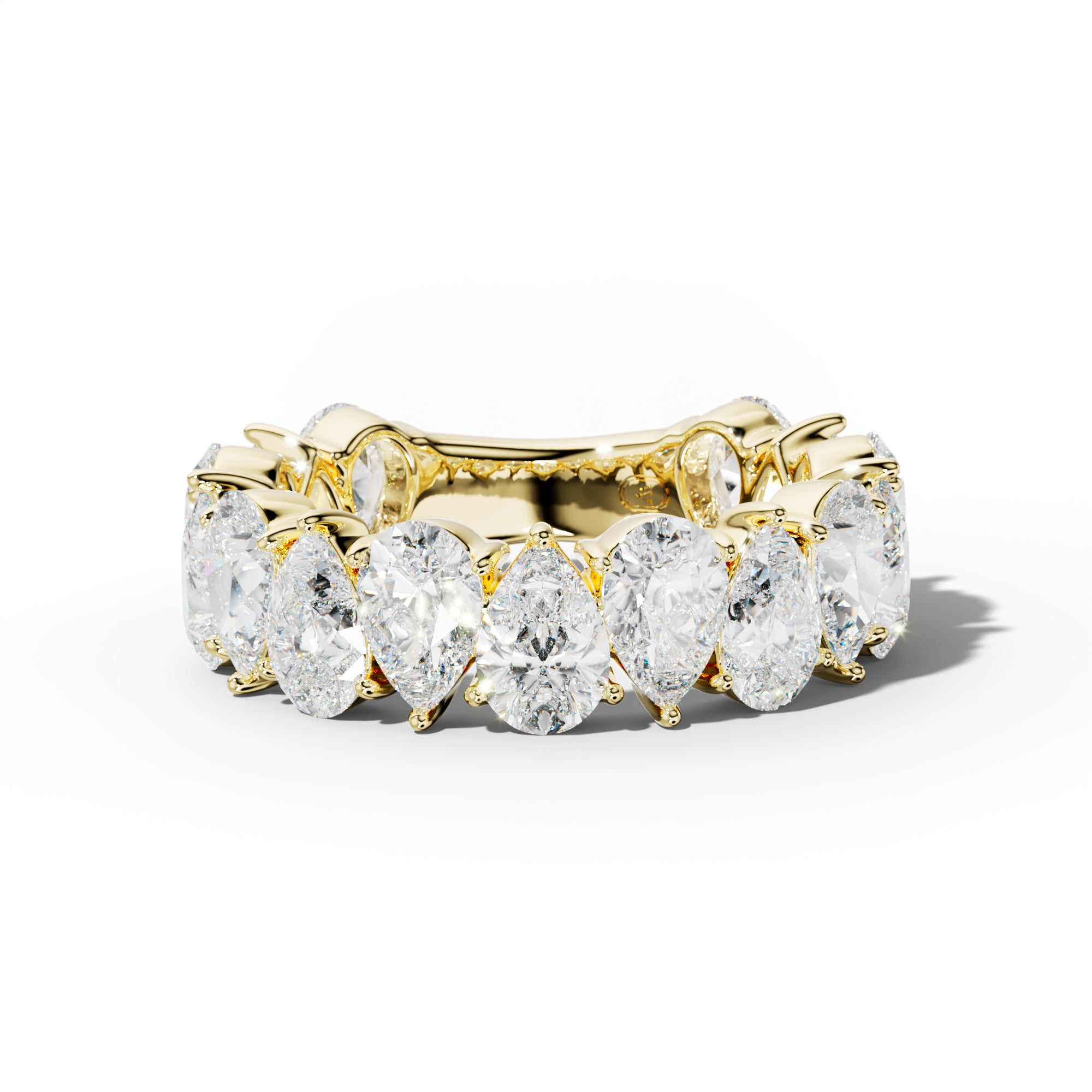 6.0 Carat Pear Shape Diamond 3/4 Anniversary Band Shared Prong  Low-Set Design