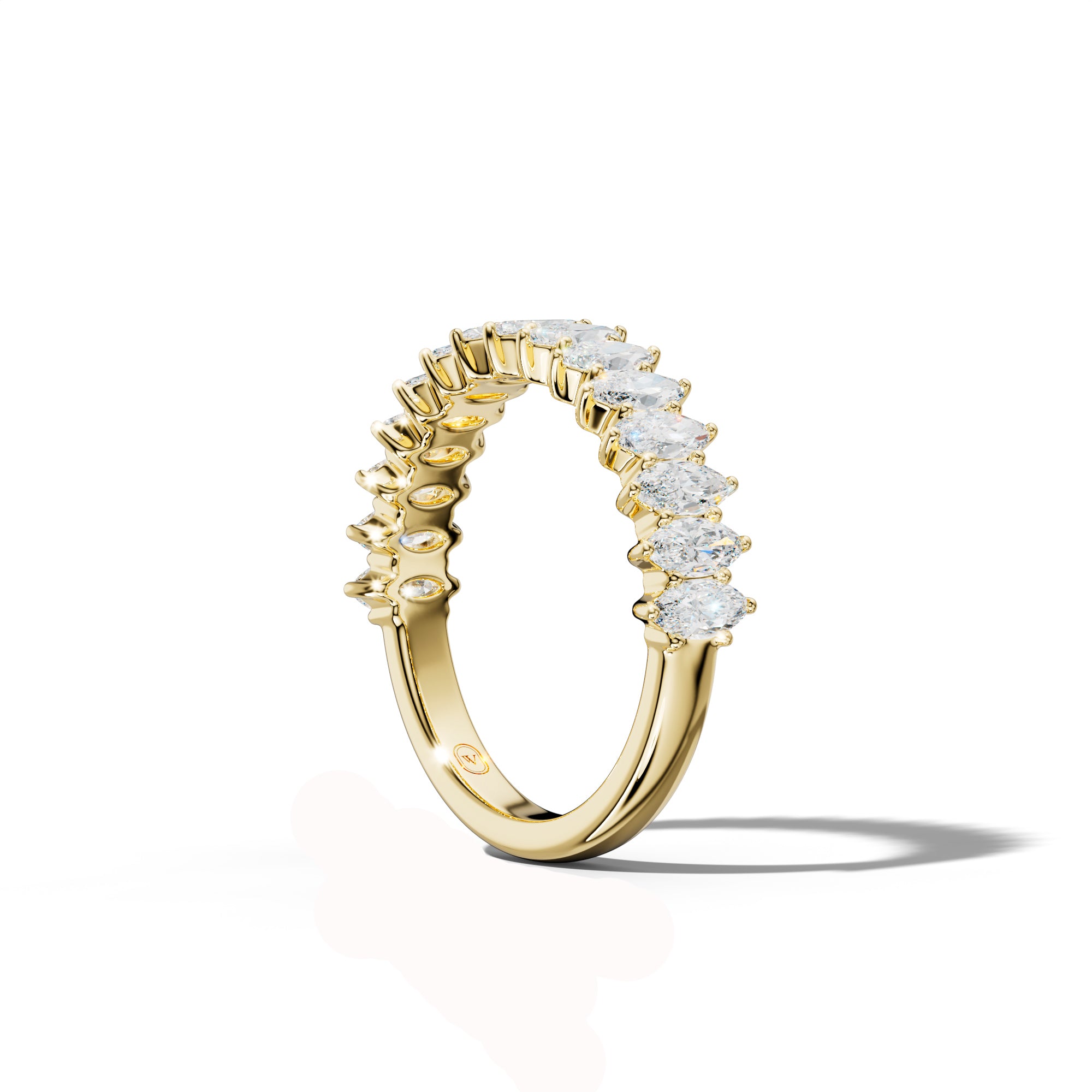 1.0 Carat Marquise Diamond Half Anniversary Band Shared Prong  Low-Set Design