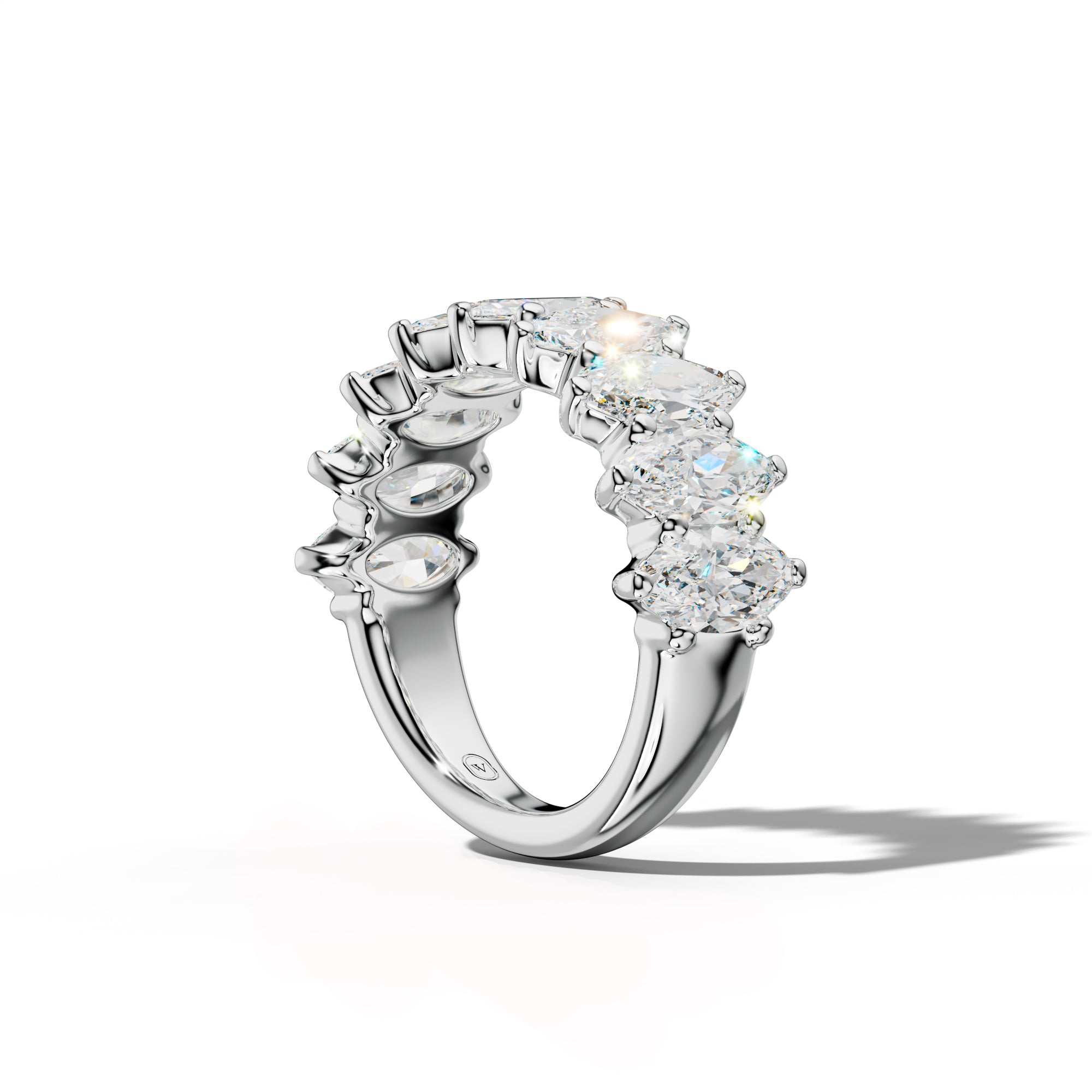 4.0 Carat Marquise Diamond Half Anniversary Band Shared Prong  Low-Set Design