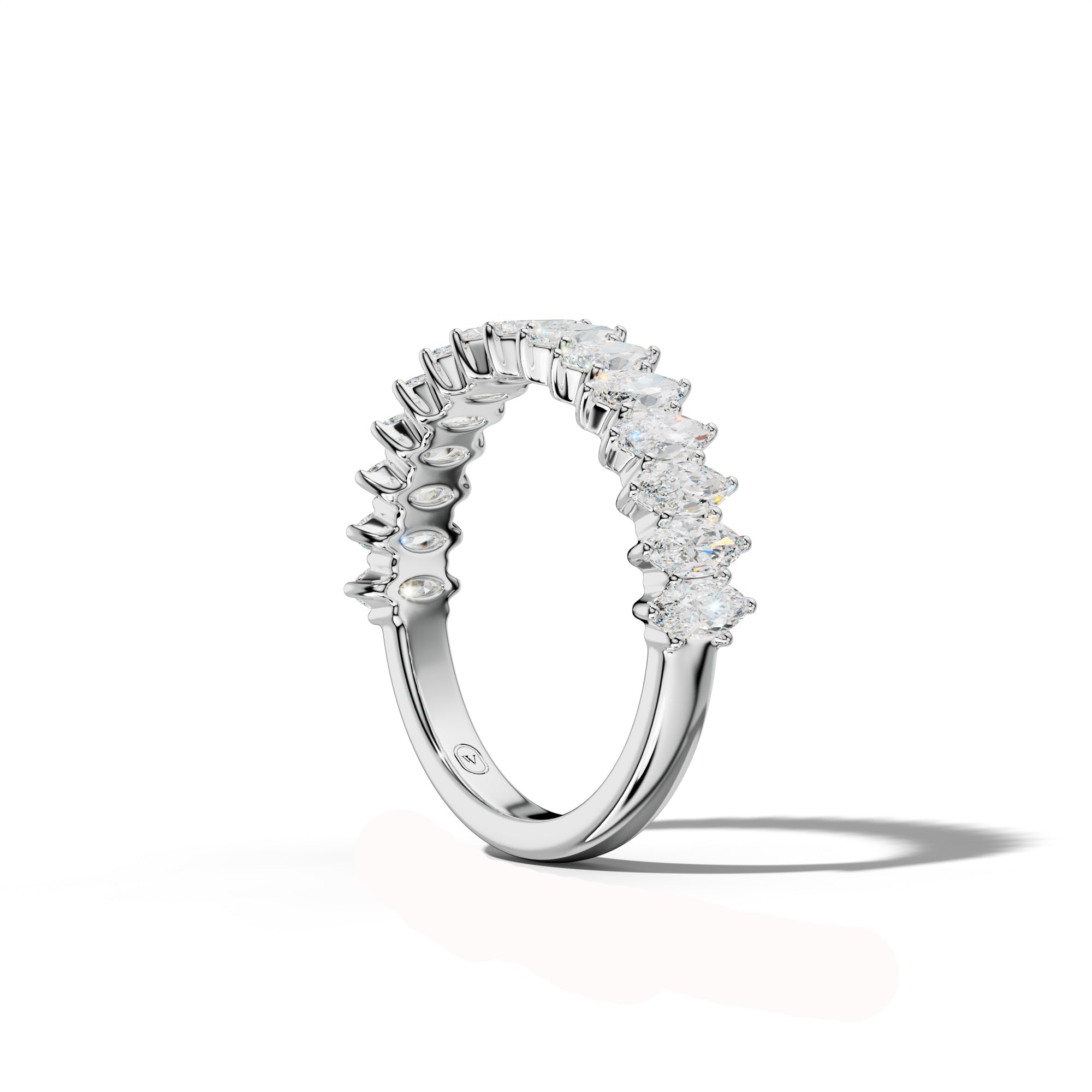 1.0 Carat Marquise Diamond Half Anniversary Band Shared Prong  Low-Set Design