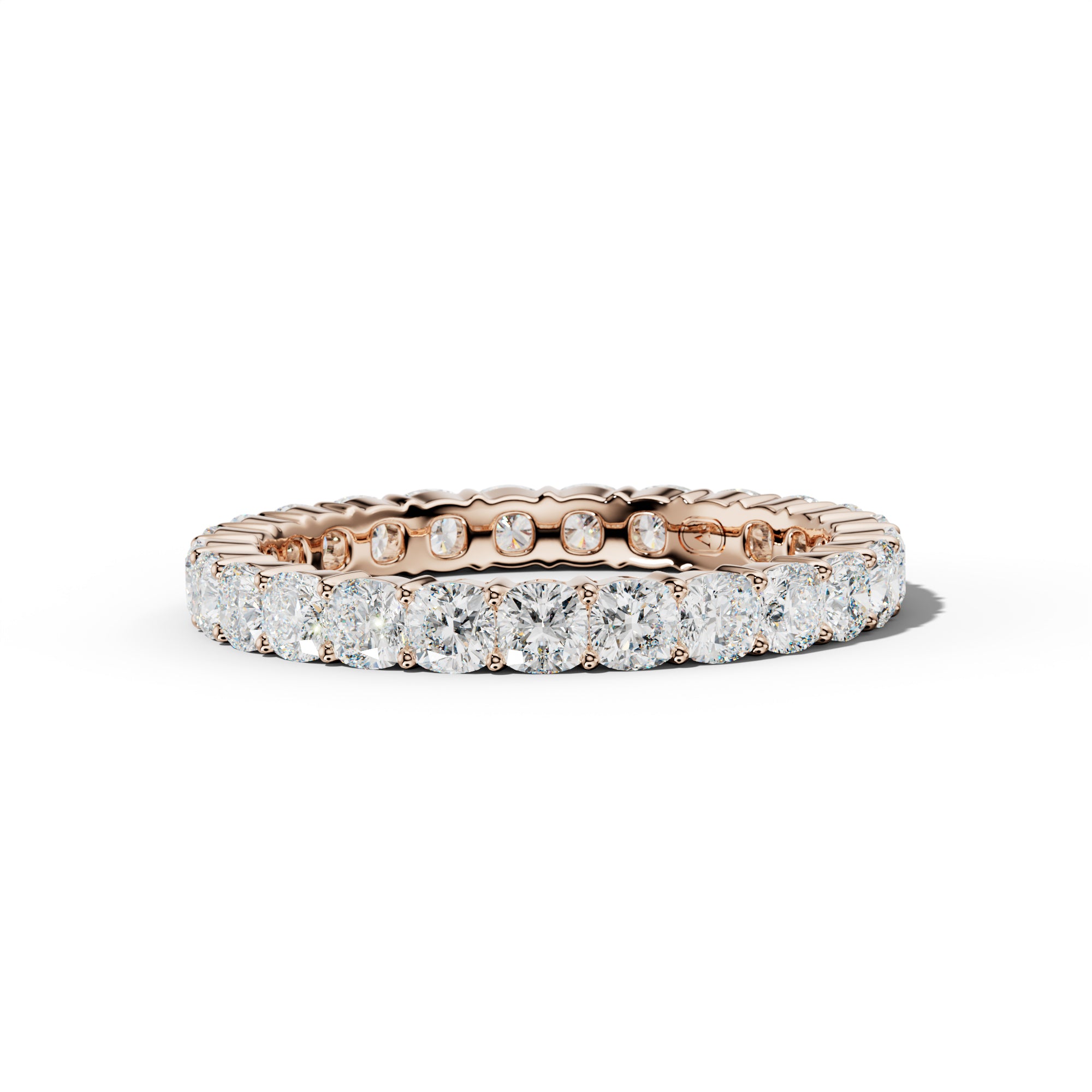 3.0 Carat Cushion Diamond Eternity Band Shared Prong  Low-Set Design
