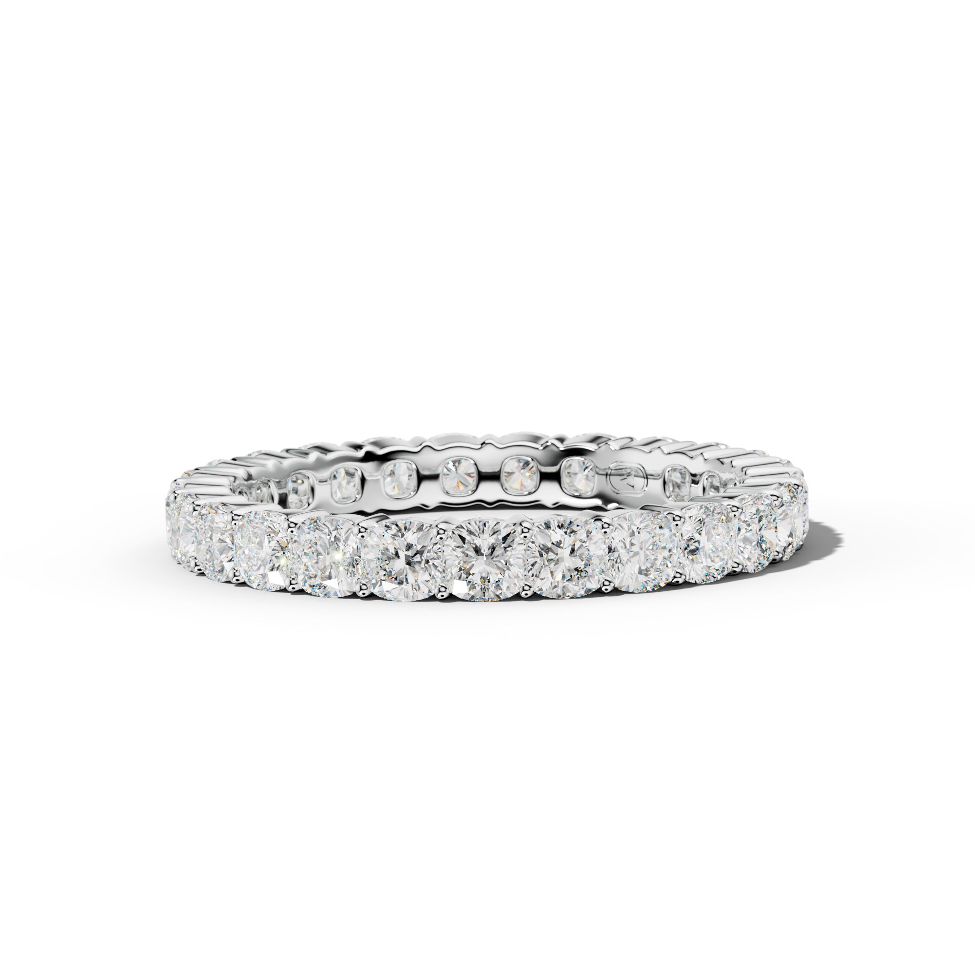 3.0 Carat Cushion Diamond Eternity Band Shared Prong  Low-Set Design
