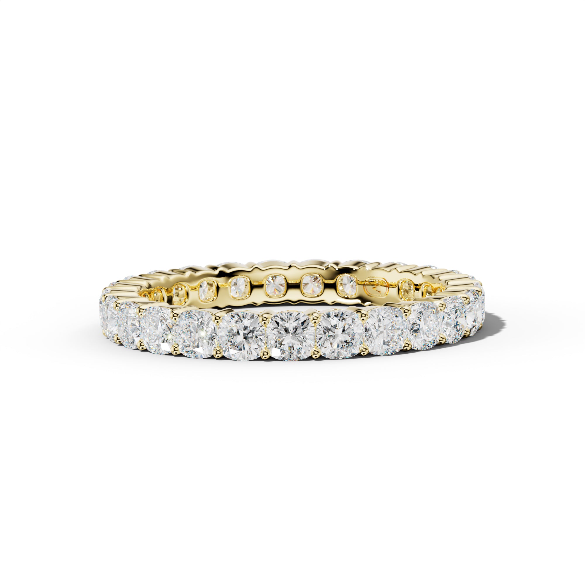 3.0 Carat Cushion Diamond Eternity Band Shared Prong  Low-Set Design