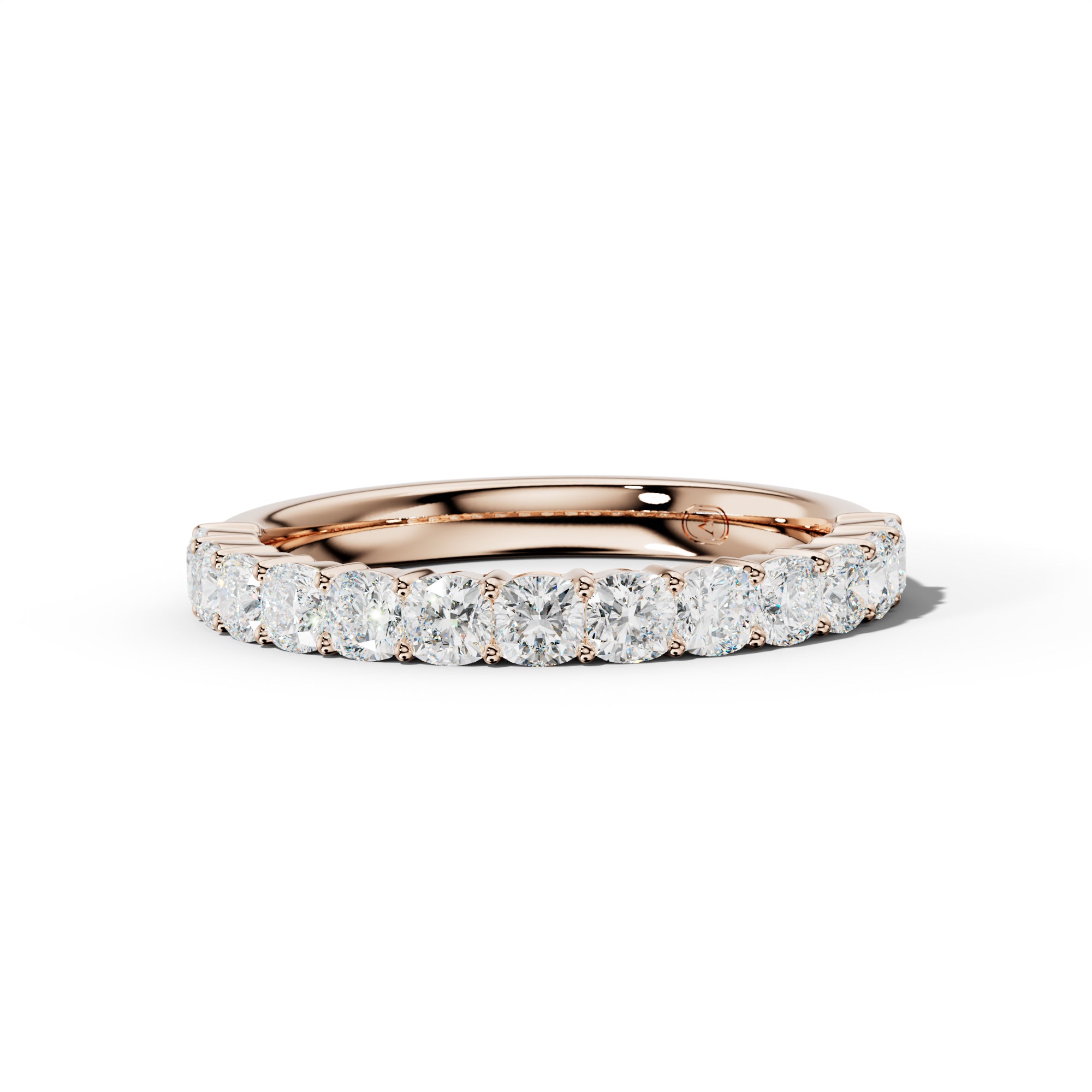 1.0 Carat Cushion Diamond Half Anniversary Band Shared Prong  Low-Set Design