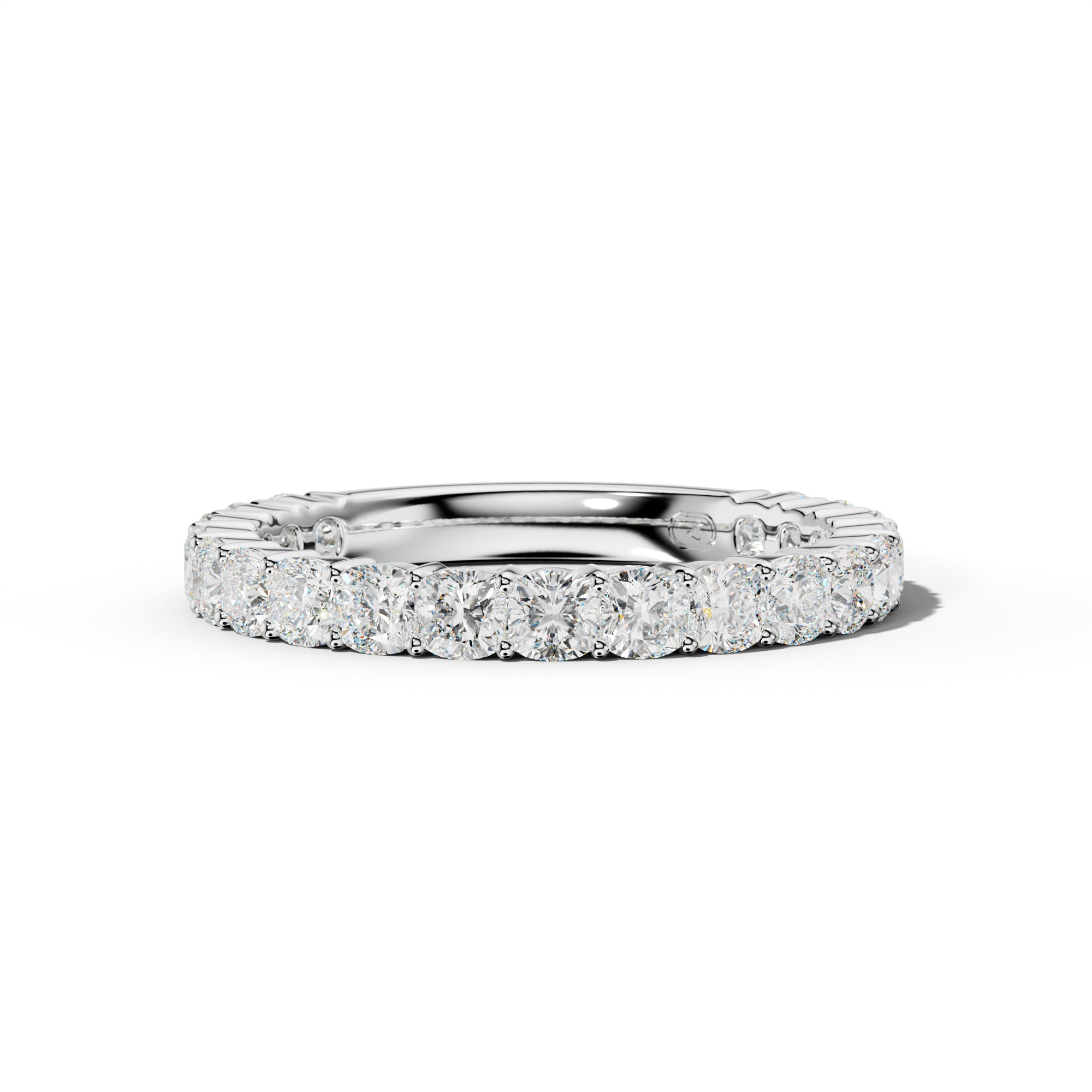 2.0 Carat Cushion Diamond 3/4 Anniversary Band Shared Prong  Low-Set Design