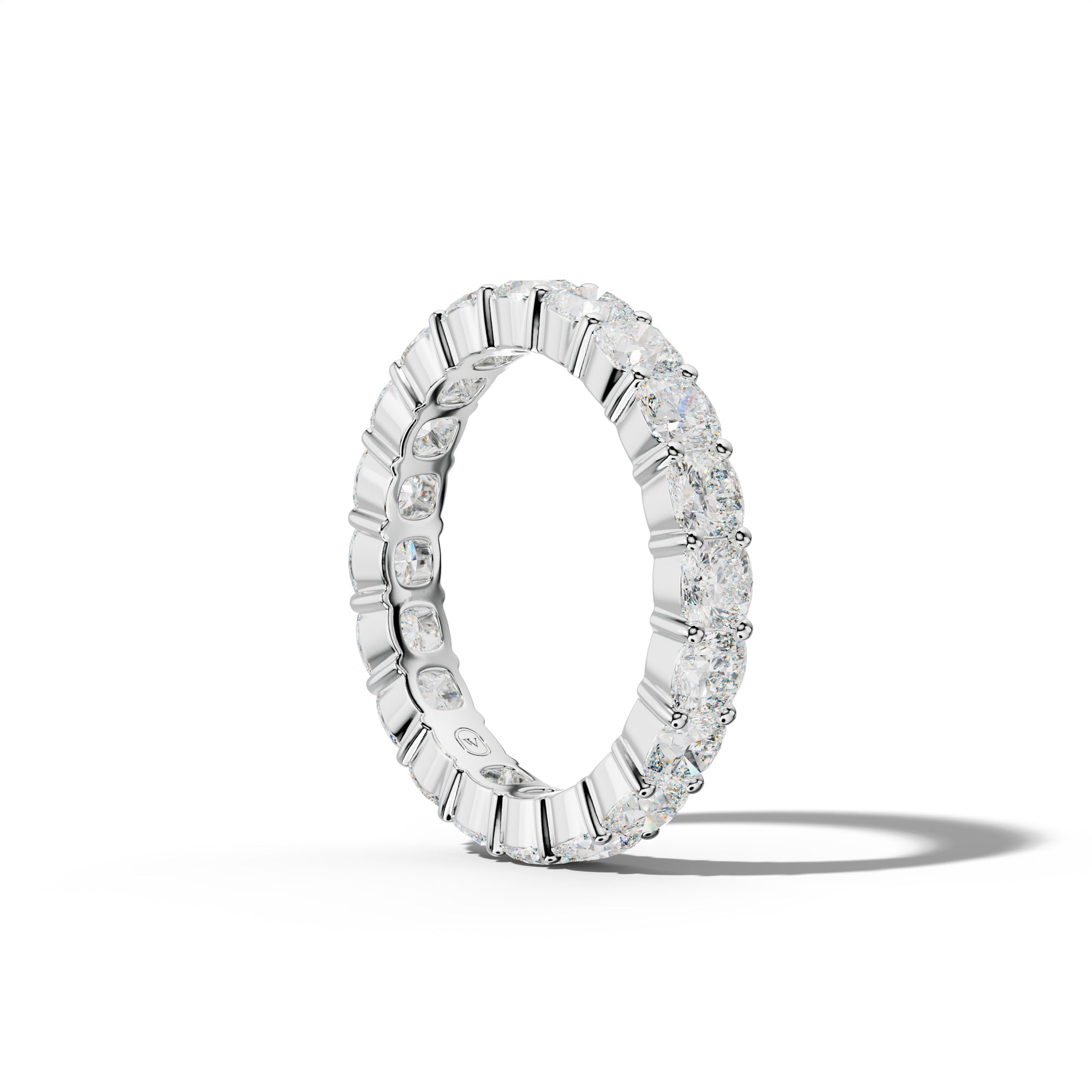 4.0 Carat Cushion Diamond Eternity Band Shared Prong  Low-Set Design
