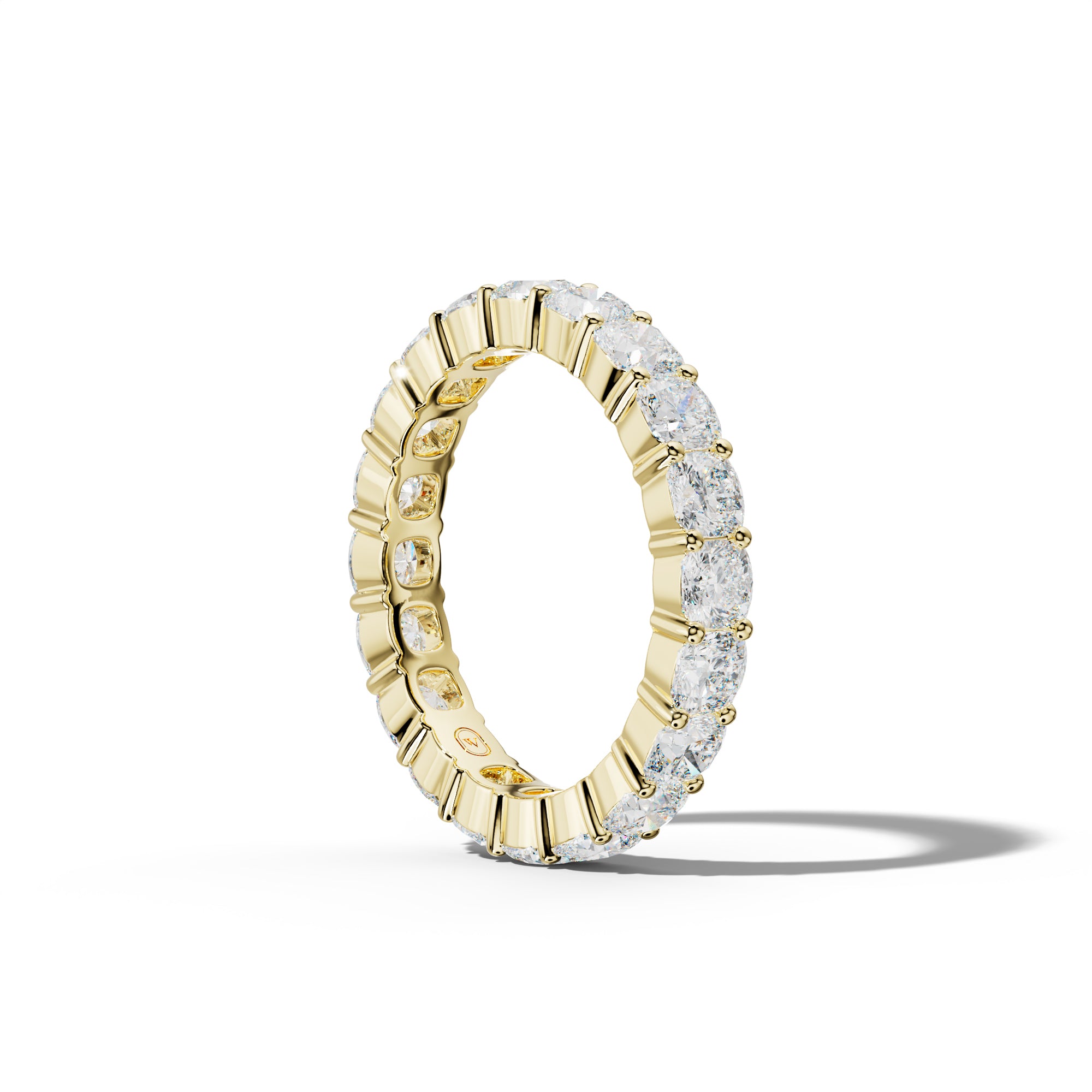 4.0 Carat Cushion Diamond Eternity Band Shared Prong  Low-Set Design