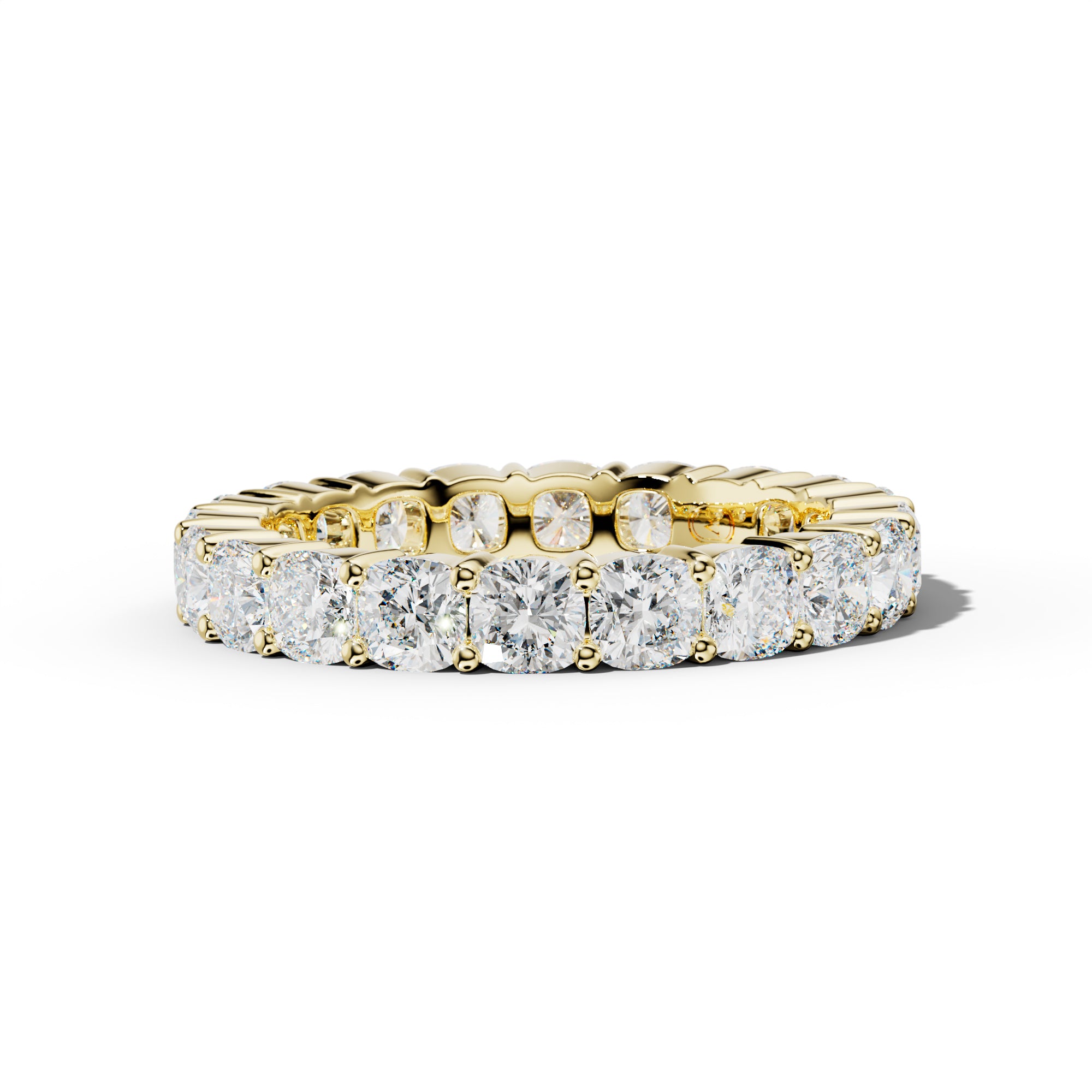 4.0 Carat Cushion Diamond Eternity Band Shared Prong  Low-Set Design