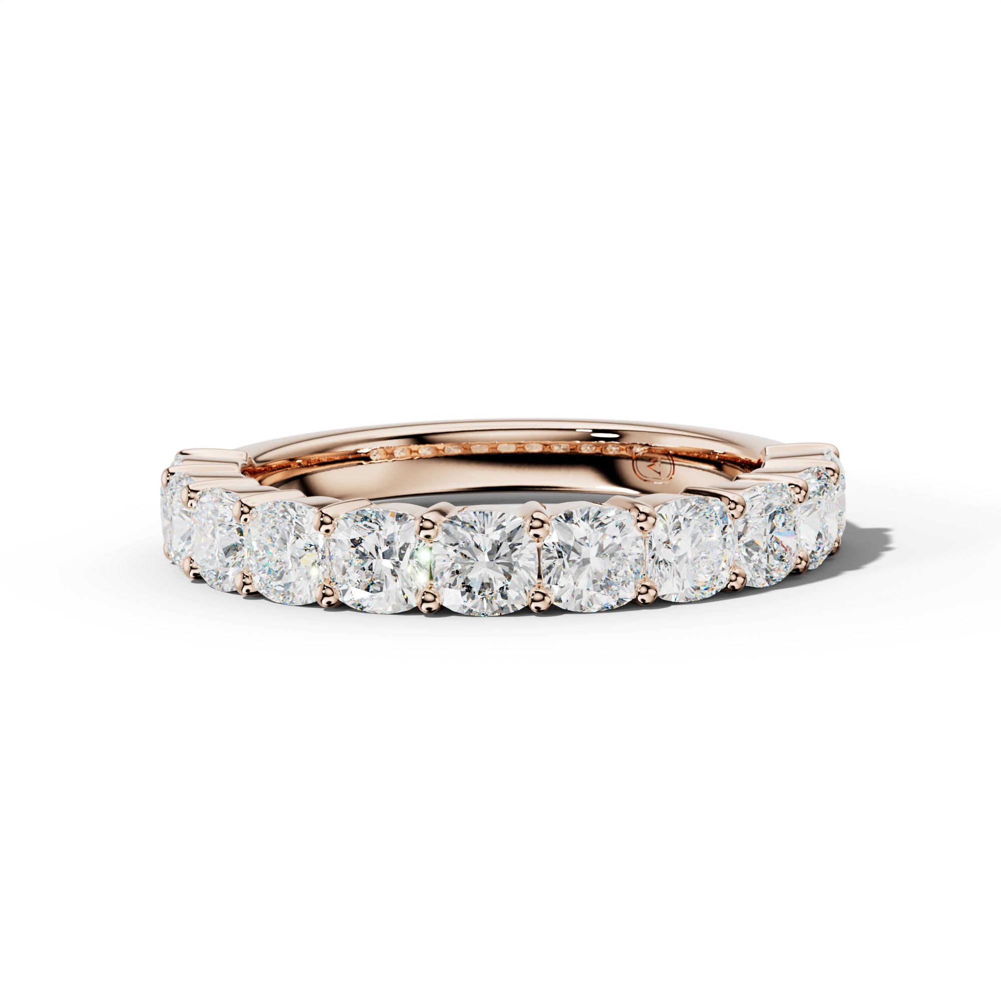 2.0 Carat Cushion Diamond Half Anniversary Band Shared Prong  Low-Set Design