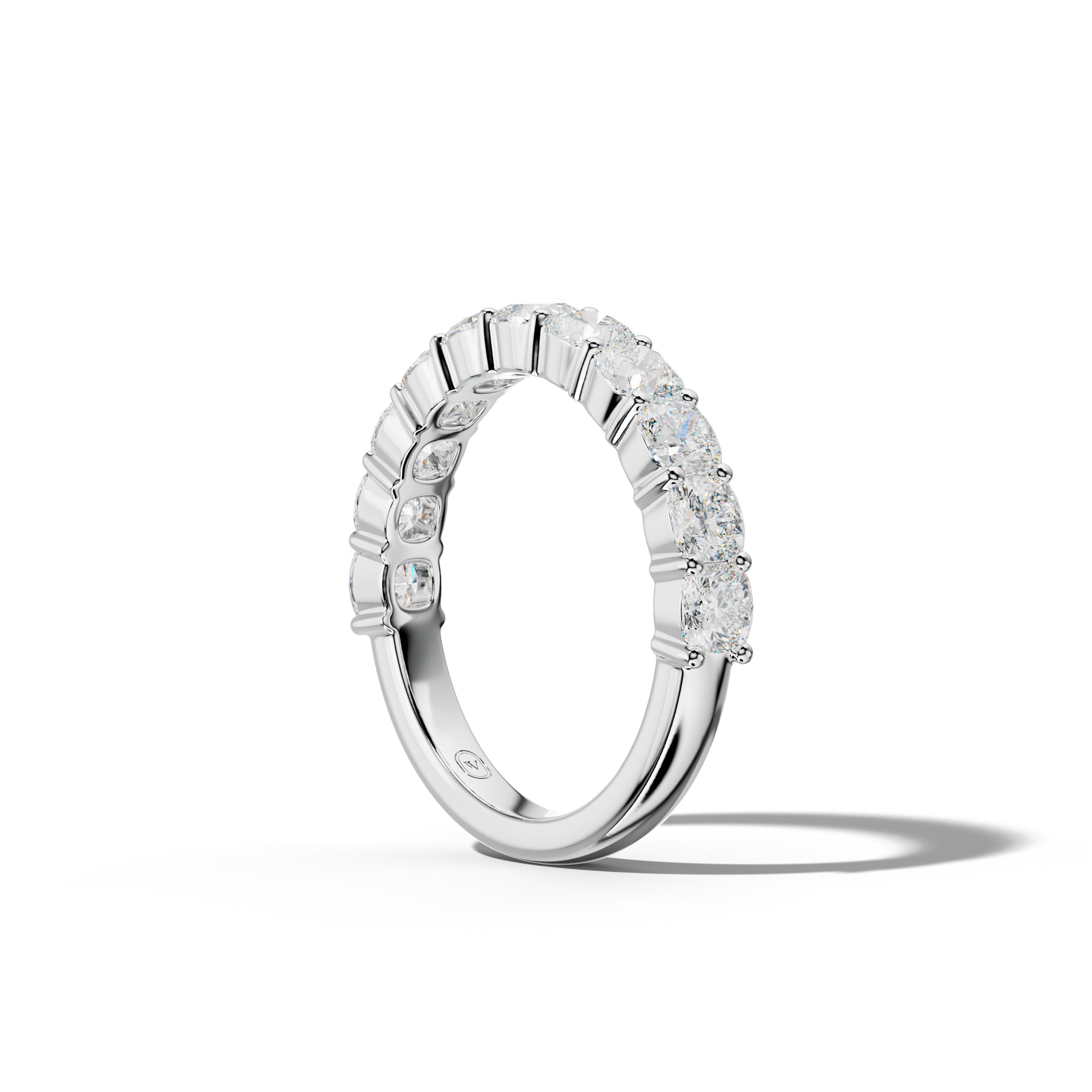 2.0 Carat Cushion Diamond Half Anniversary Band Shared Prong  Low-Set Design