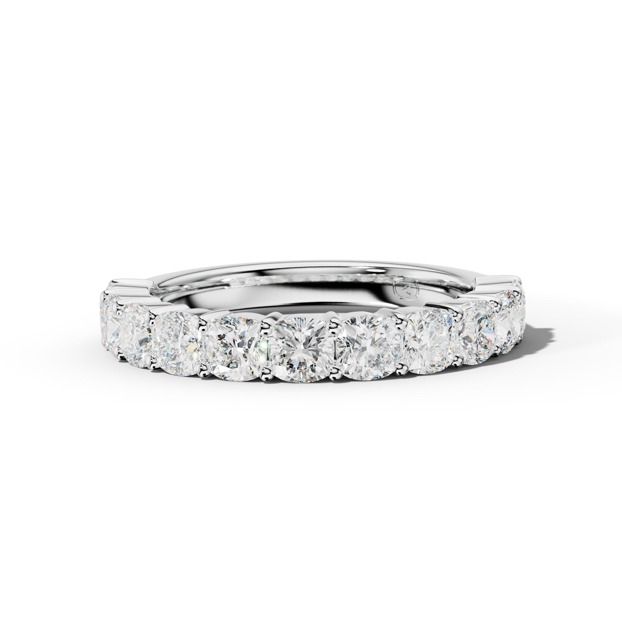 2.0 Carat Cushion Diamond Half Anniversary Band Shared Prong  Low-Set Design