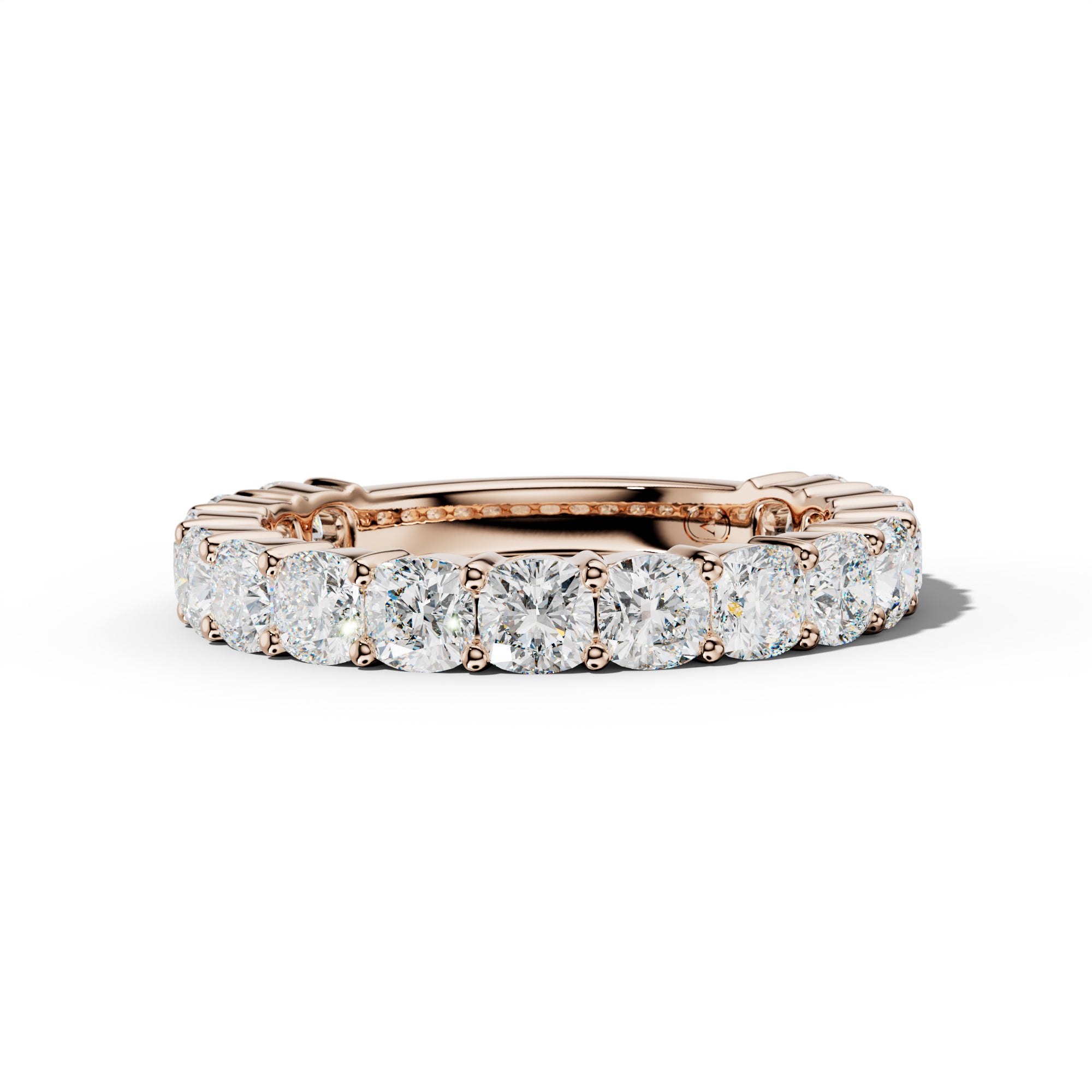 3.0 Carat Cushion Diamond 3/4 Anniversary Band Shared Prong  Low-Set Design