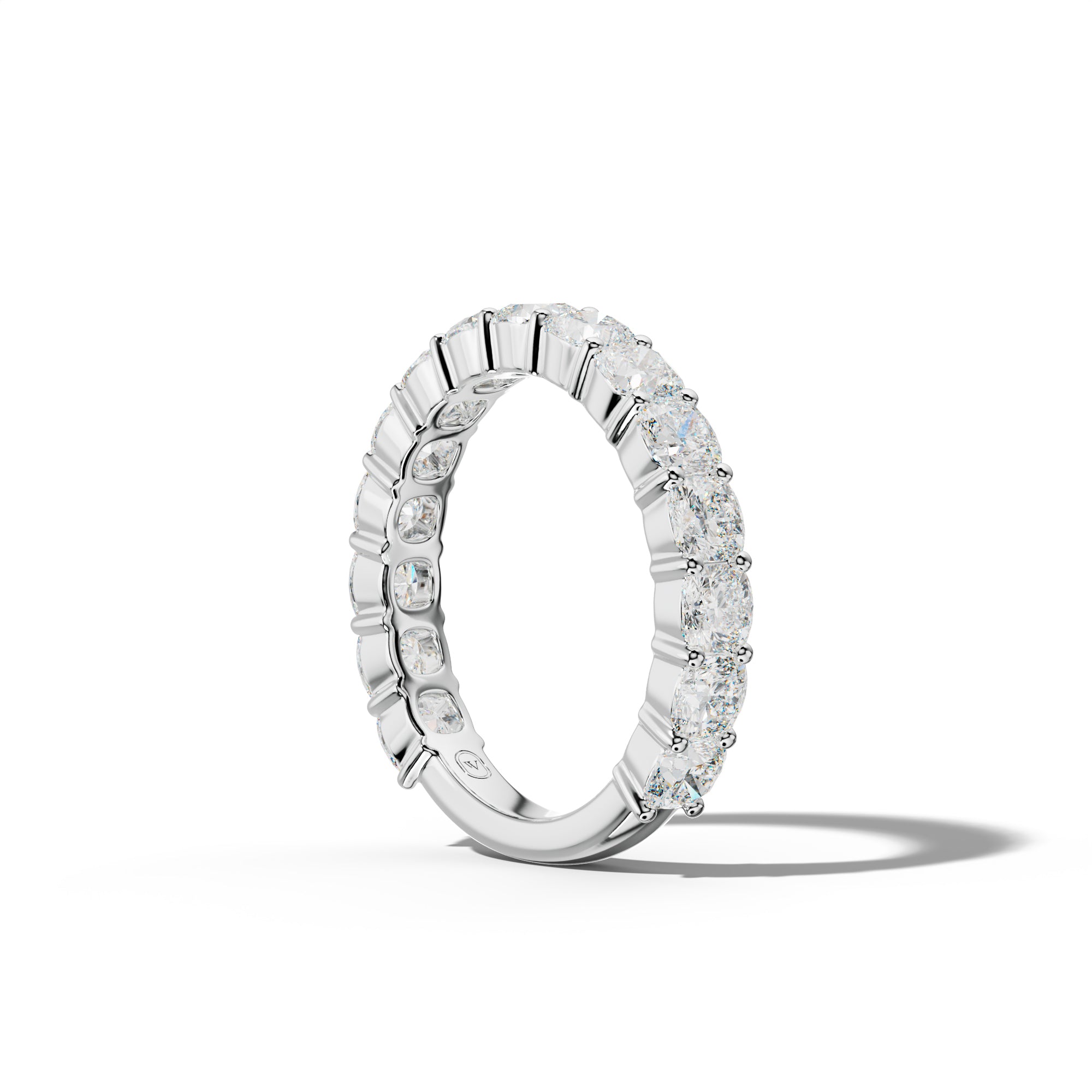 3.0 Carat Cushion Diamond 3/4 Anniversary Band Shared Prong  Low-Set Design