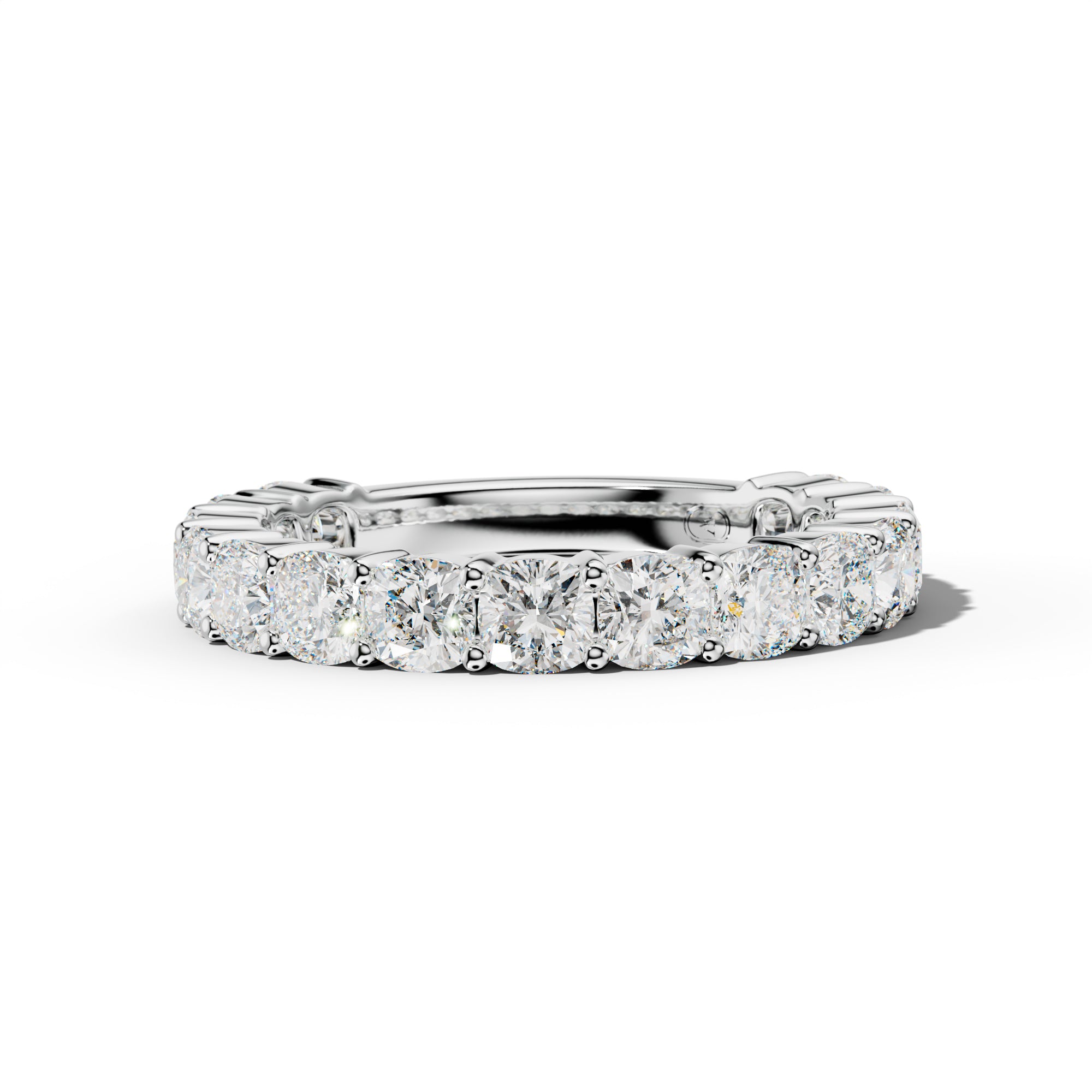3.0 Carat Cushion Diamond 3/4 Anniversary Band Shared Prong  Low-Set Design