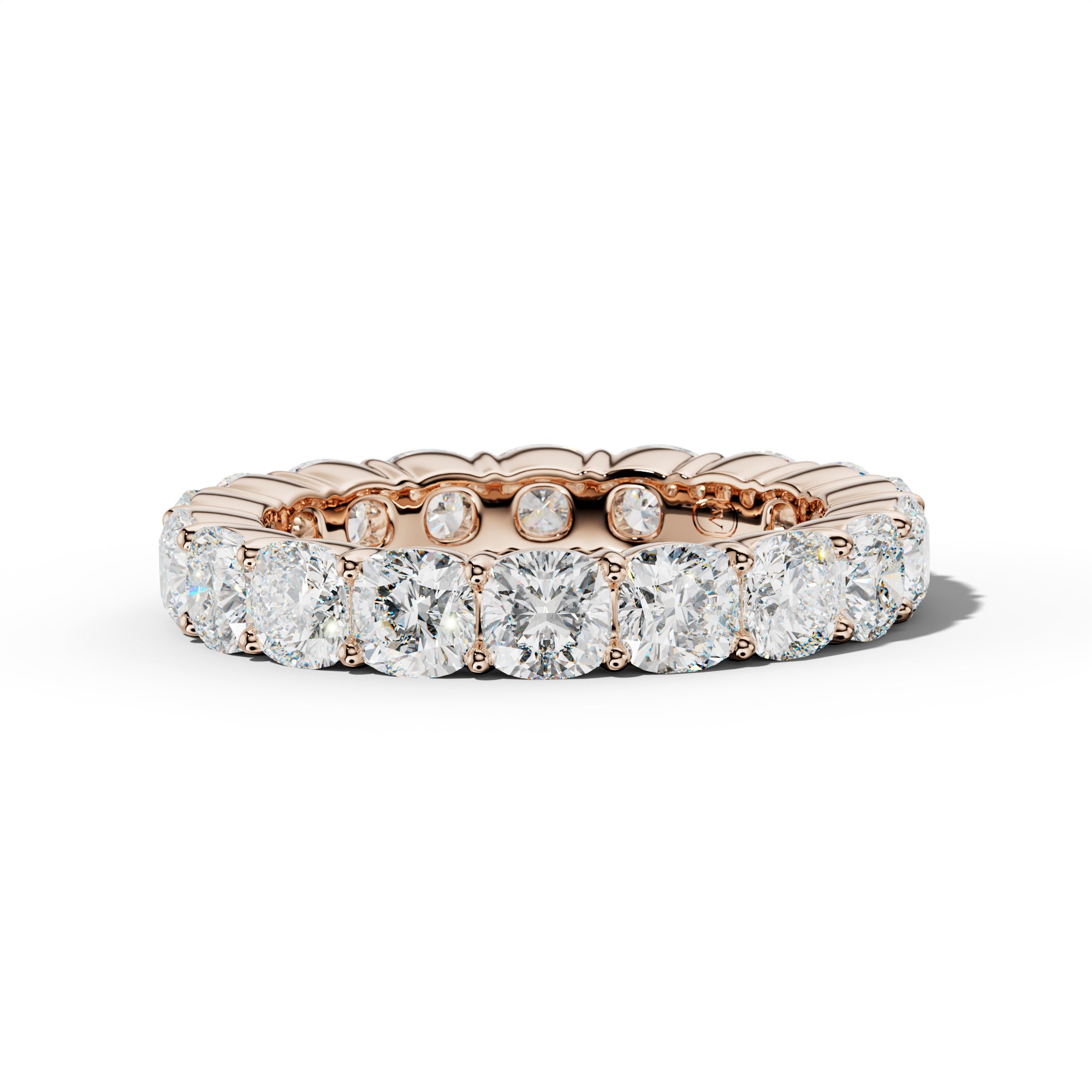 6.0 Carat Cushion Diamond Eternity Band Shared Prong  Low-Set Design
