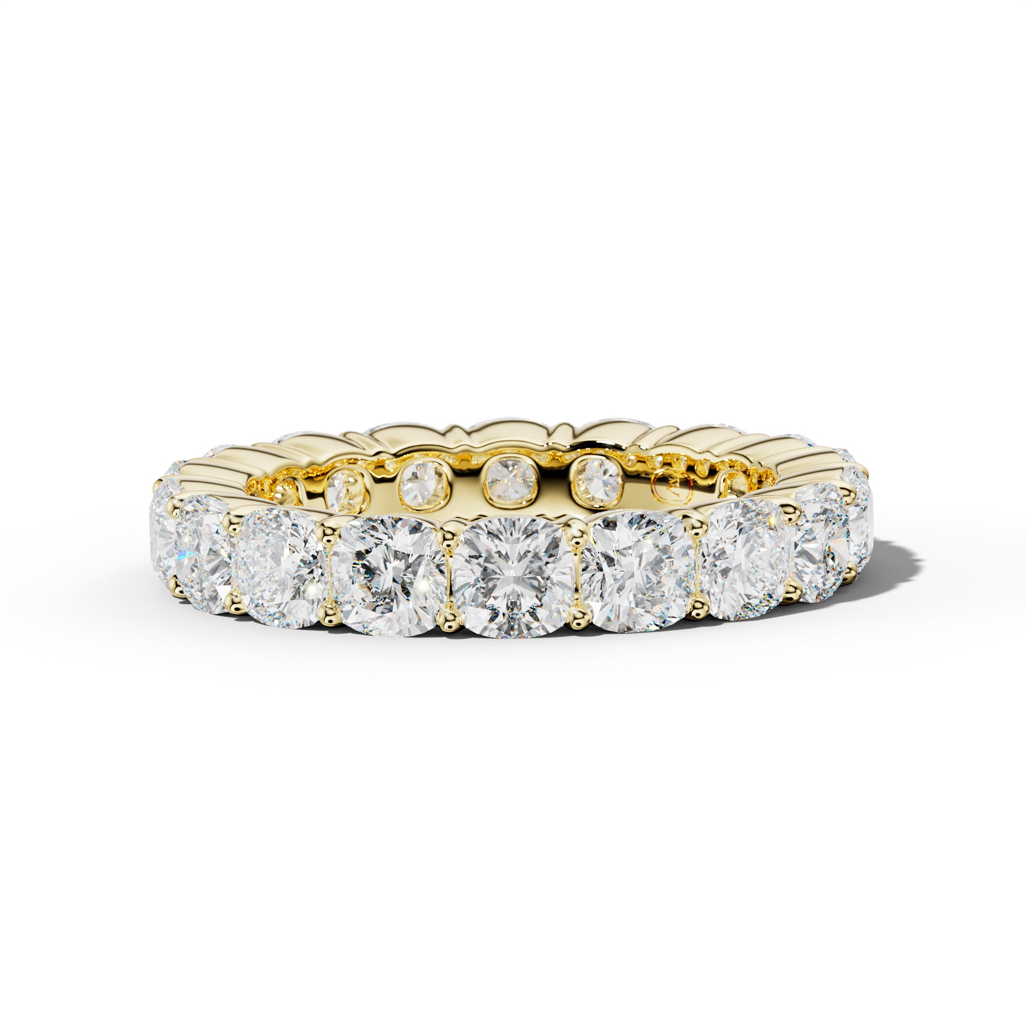 6.0 Carat Cushion Diamond Eternity Band Shared Prong  Low-Set Design