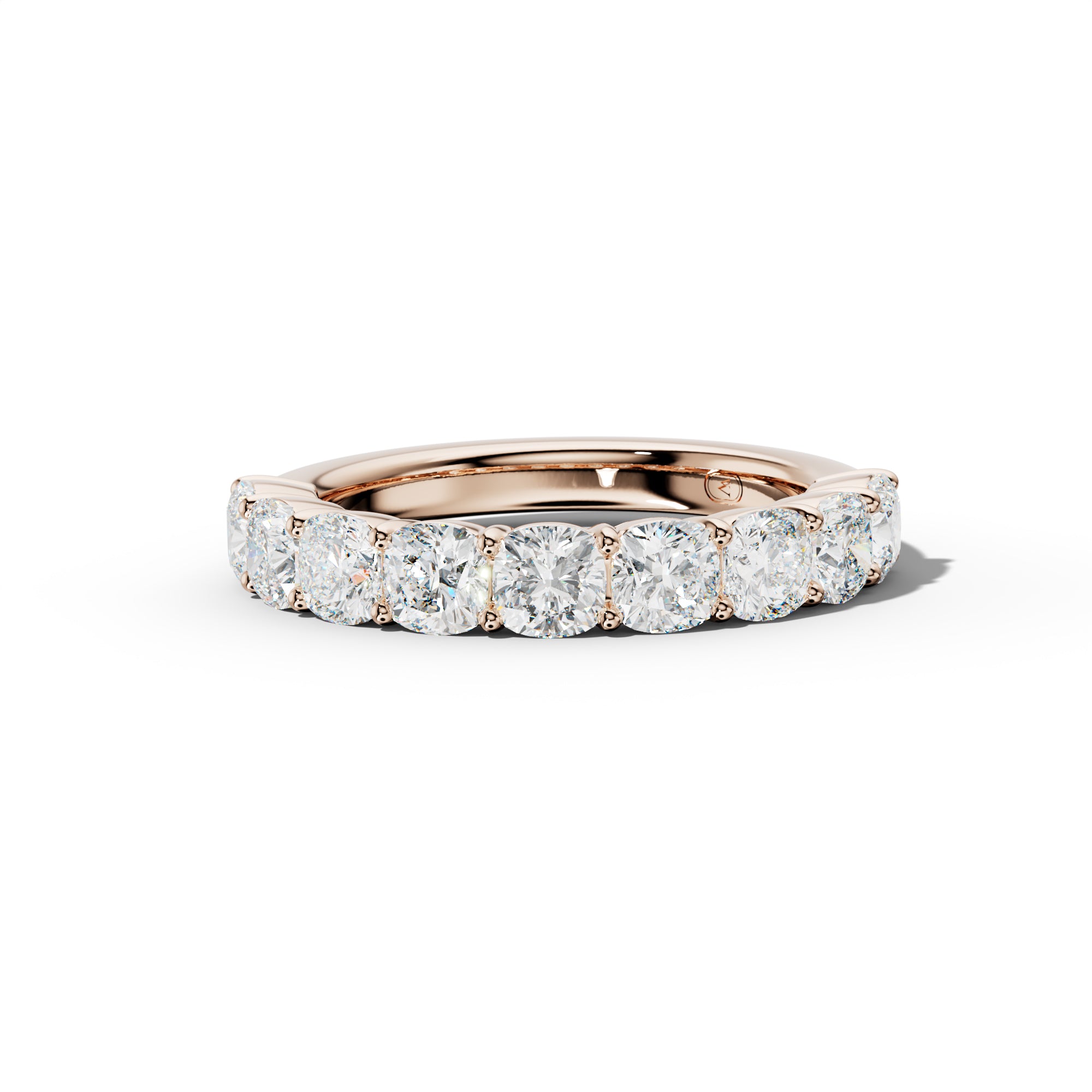 3.0 Carat Cushion Diamond Half Anniversary Band Shared Prong  Low-Set Design