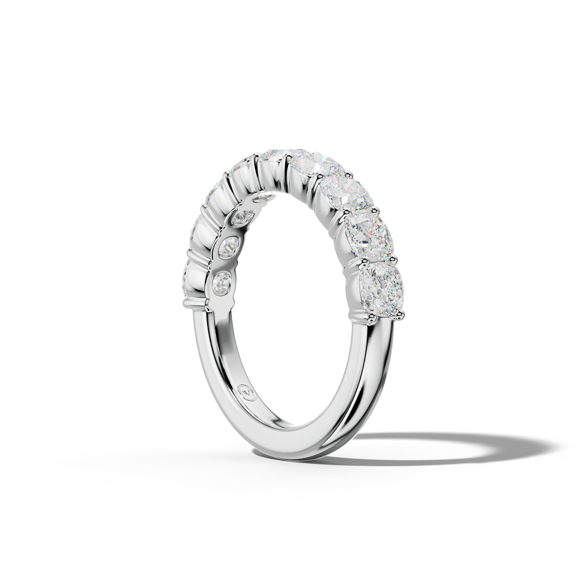 3.0 Carat Cushion Diamond Half Anniversary Band Shared Prong  Low-Set Design