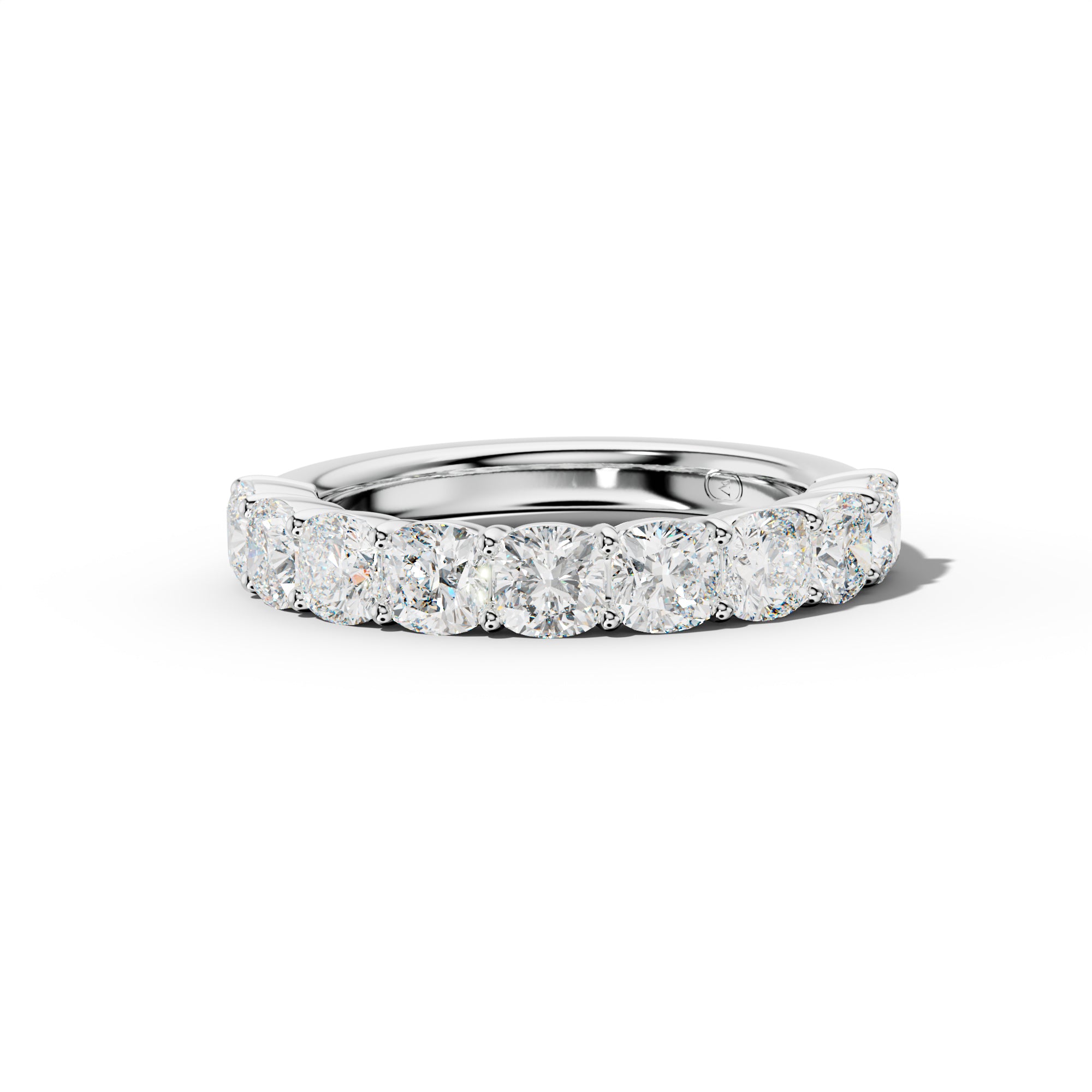 3.0 Carat Cushion Diamond Half Anniversary Band Shared Prong  Low-Set Design