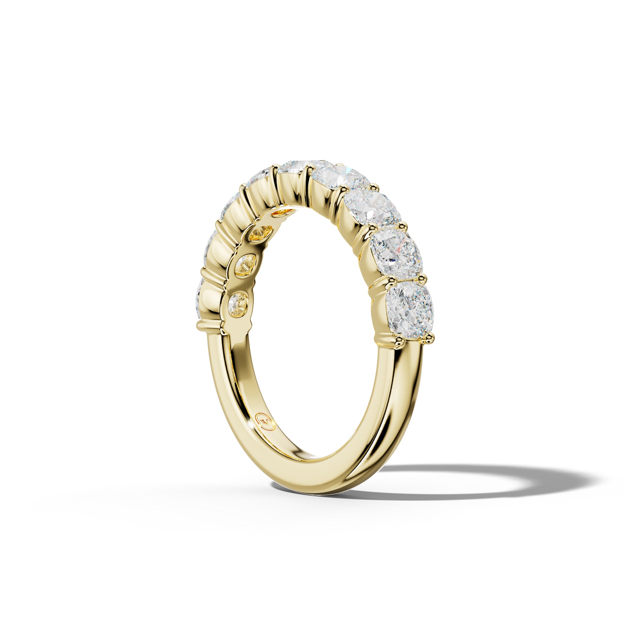 3.0 Carat Cushion Diamond Half Anniversary Band Shared Prong  Low-Set Design
