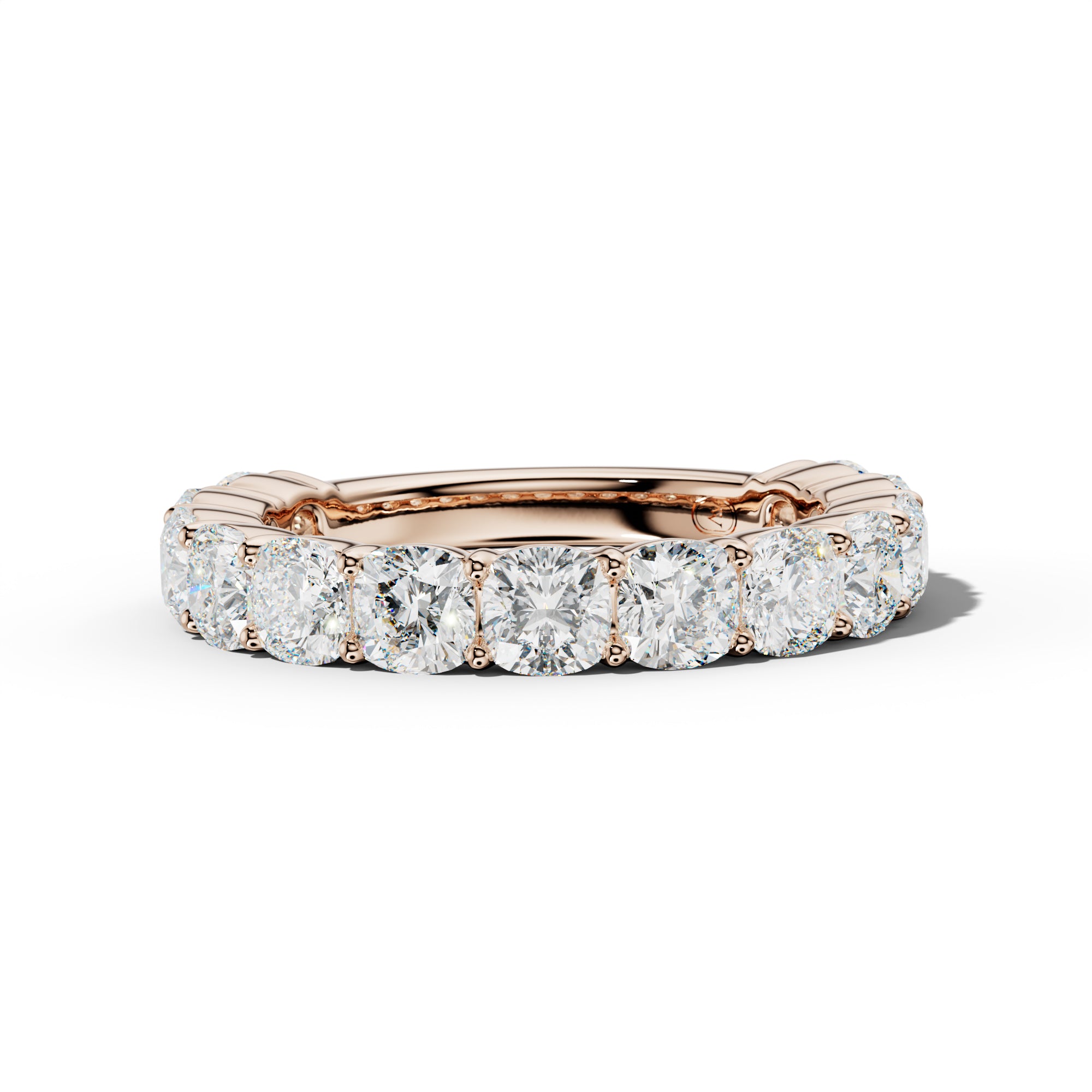 4.0 Carat Cushion Diamond 3/4 Anniversary Band Shared Prong  Low-Set Design