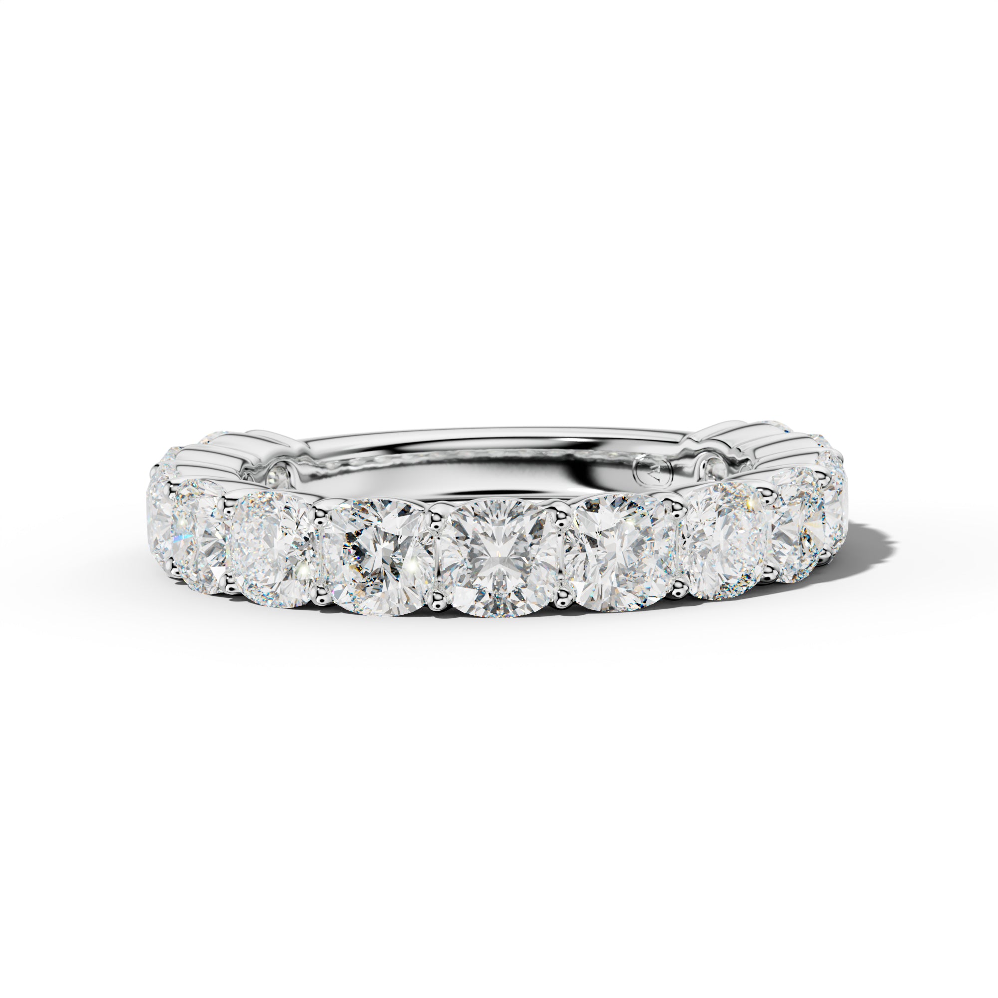 4.0 Carat Cushion Diamond 3/4 Anniversary Band Shared Prong  Low-Set Design