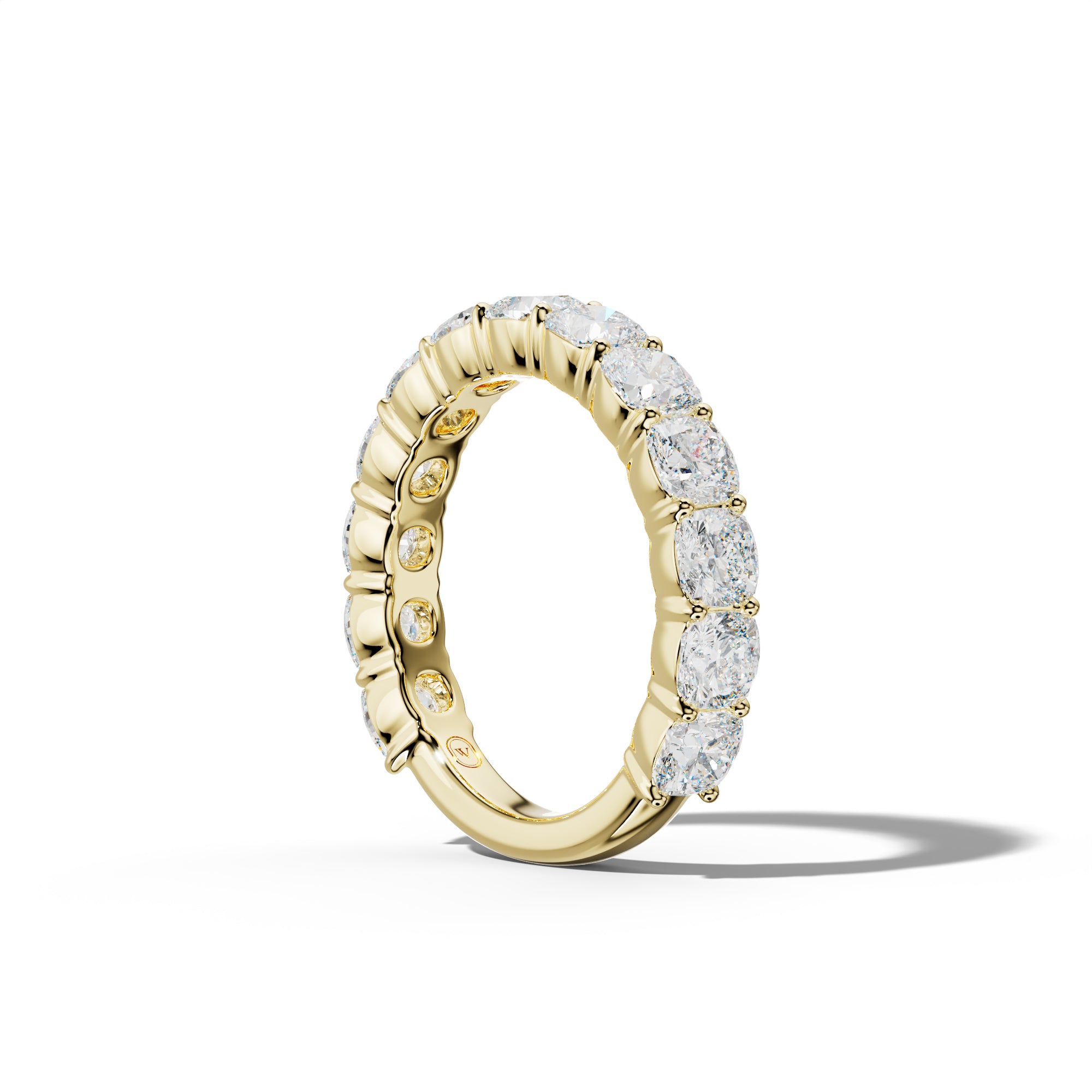 4.0 Carat Cushion Diamond 3/4 Anniversary Band Shared Prong  Low-Set Design