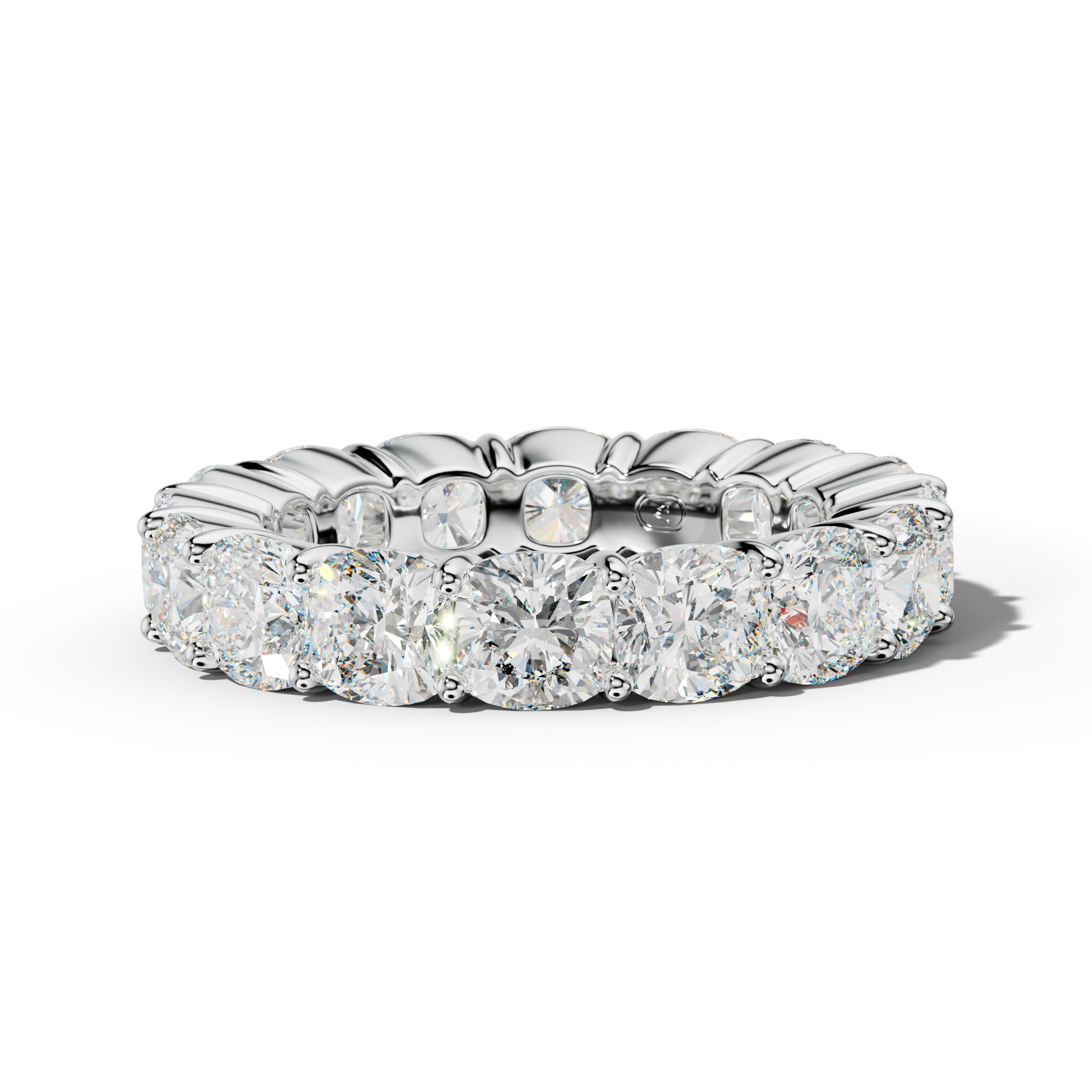9.0 Carat Cushion Diamond Eternity Band Shared Prong  Low-Set Design