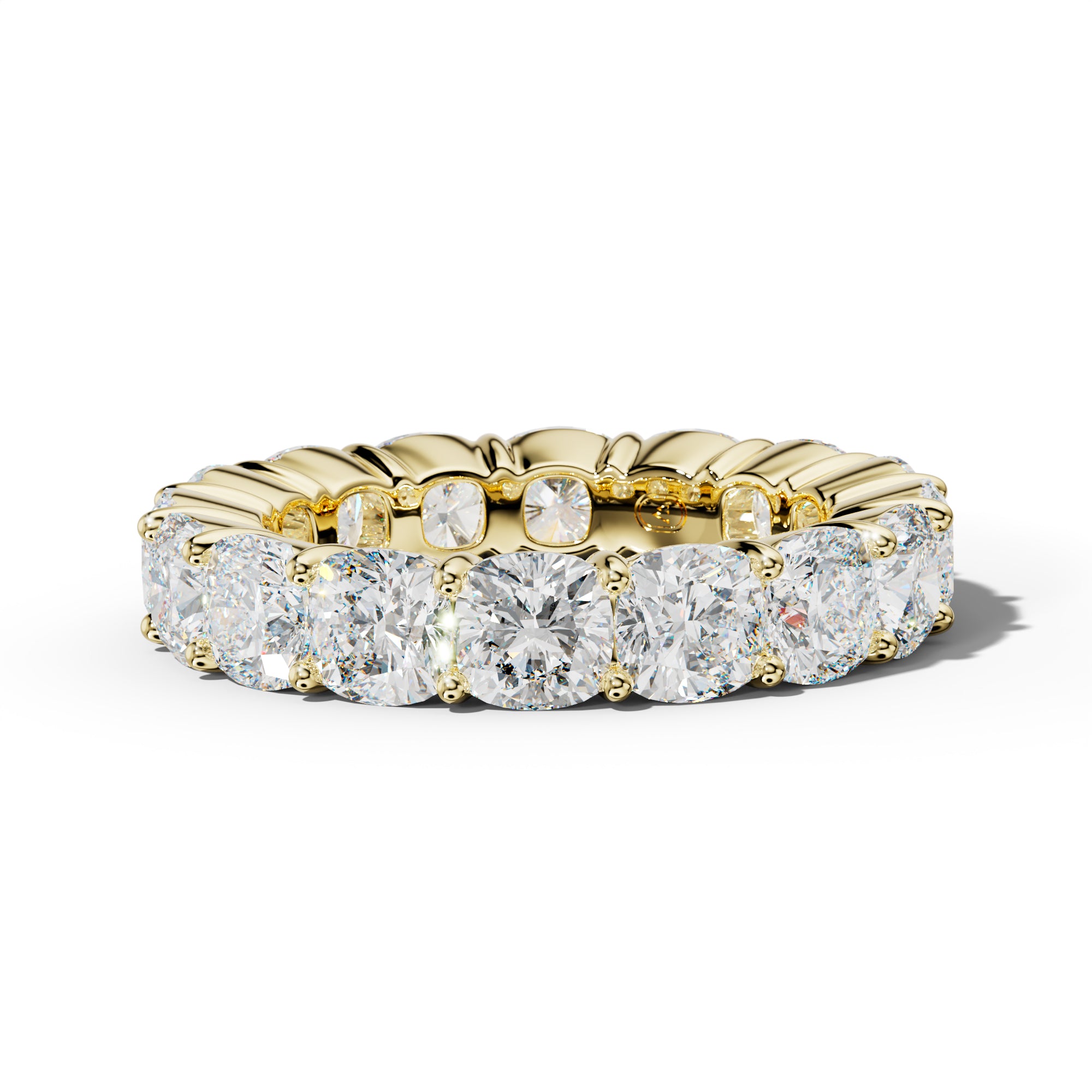 9.0 Carat Cushion Diamond Eternity Band Shared Prong  Low-Set Design
