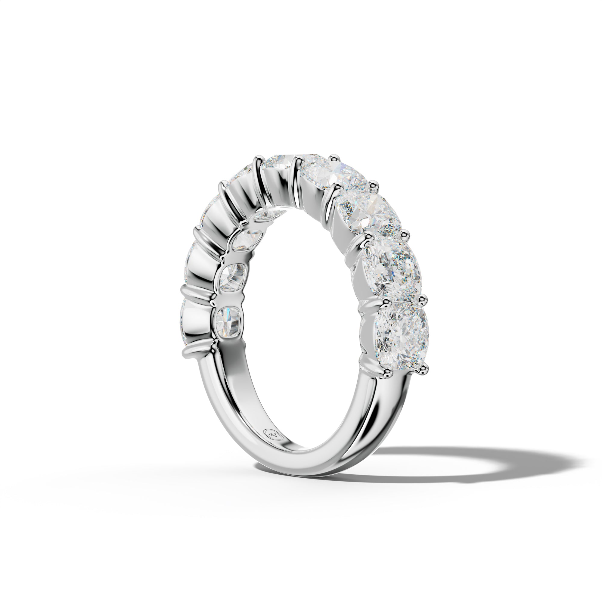 5.0 Carat Cushion Diamond Half Anniversary Band Shared Prong  Low-Set Design