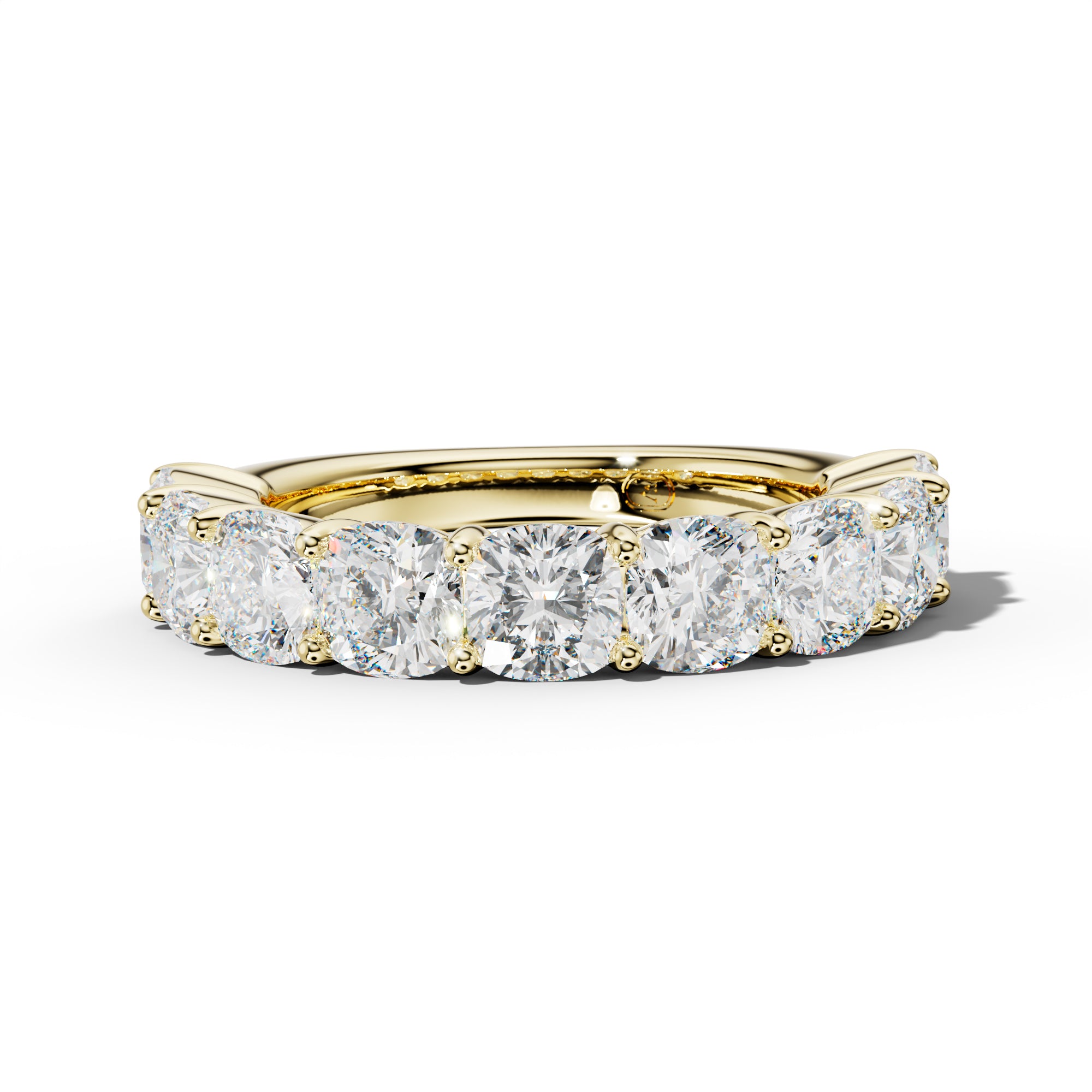 5.0 Carat Cushion Diamond Half Anniversary Band Shared Prong  Low-Set Design