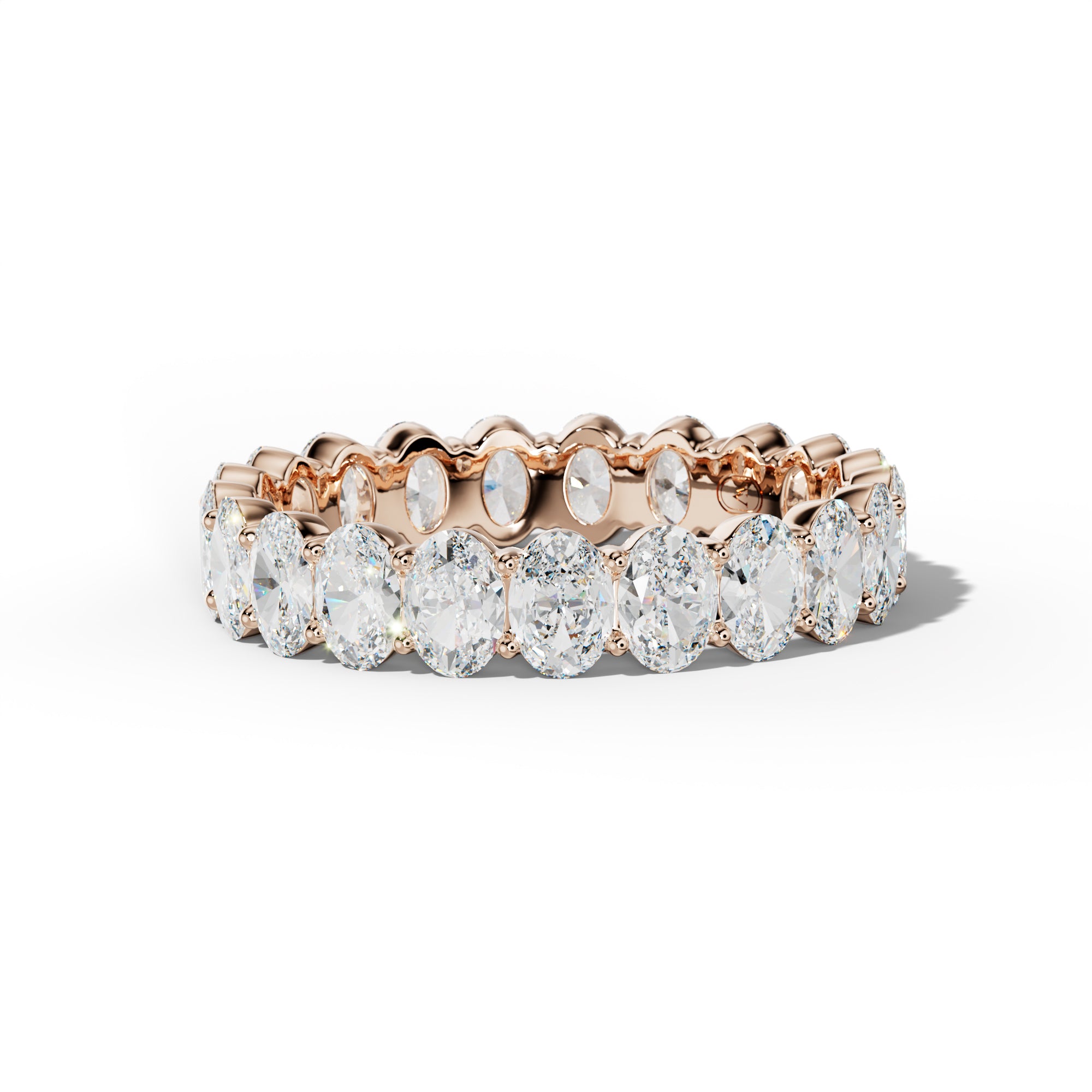 4.0 Carat Oval Diamond Eternity Band Shared Prong  Low-Set Design