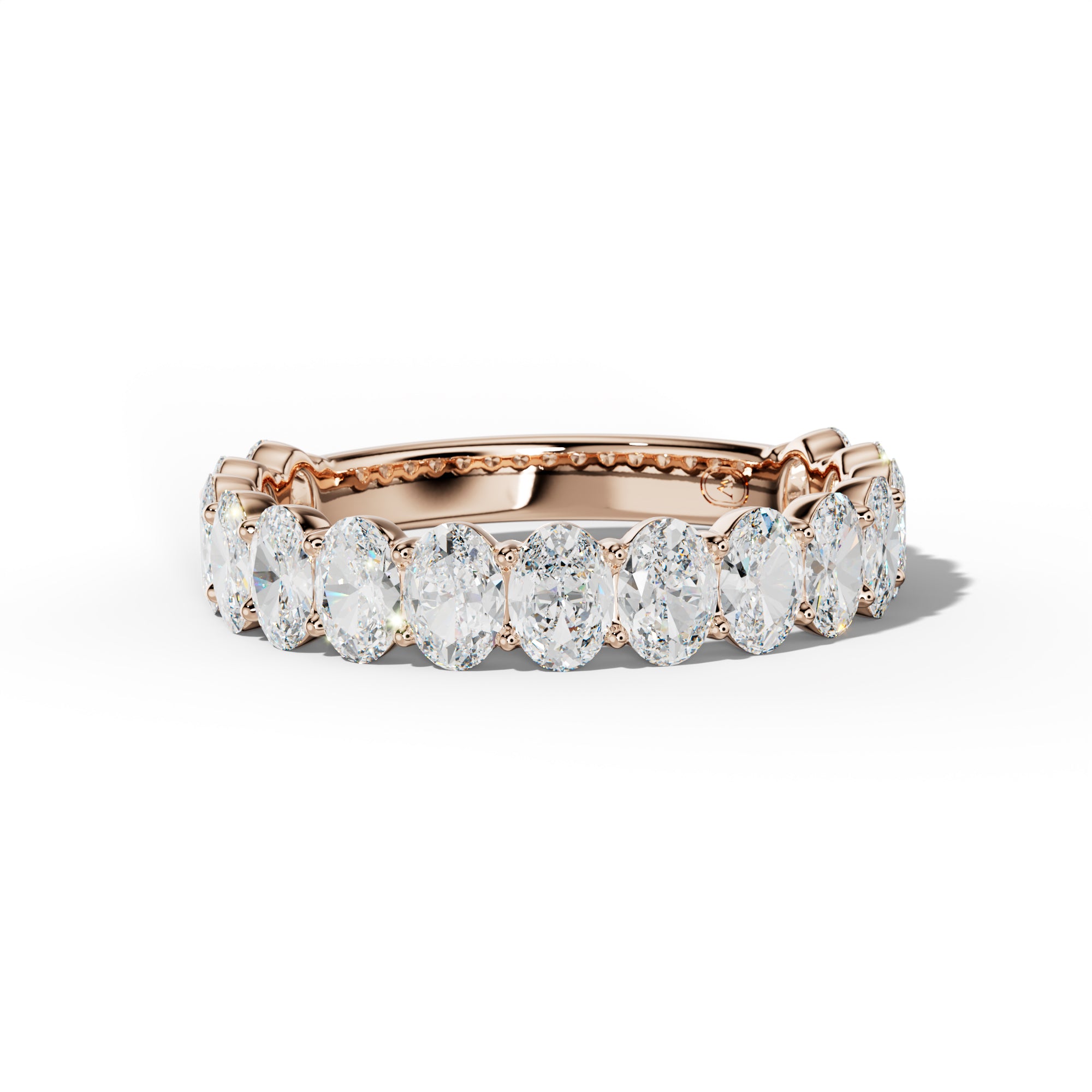3.0 Carat Oval Diamond 3/4 Anniversary Band Shared Prong  Low-Set Design