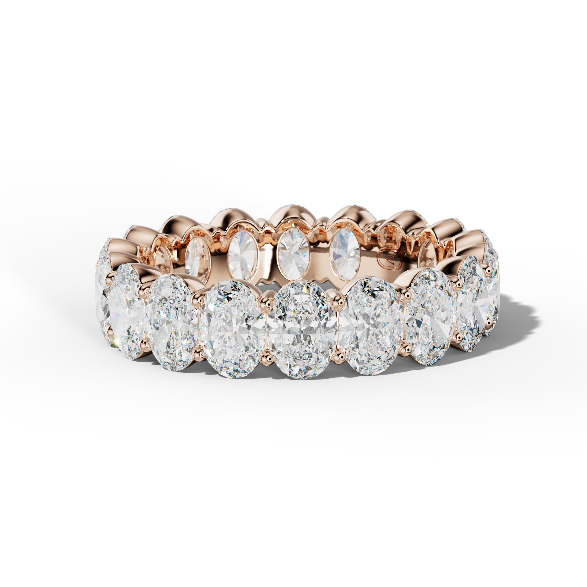 5.0 Carat Oval Diamond Eternity Band Shared Prong  Low-Set Design