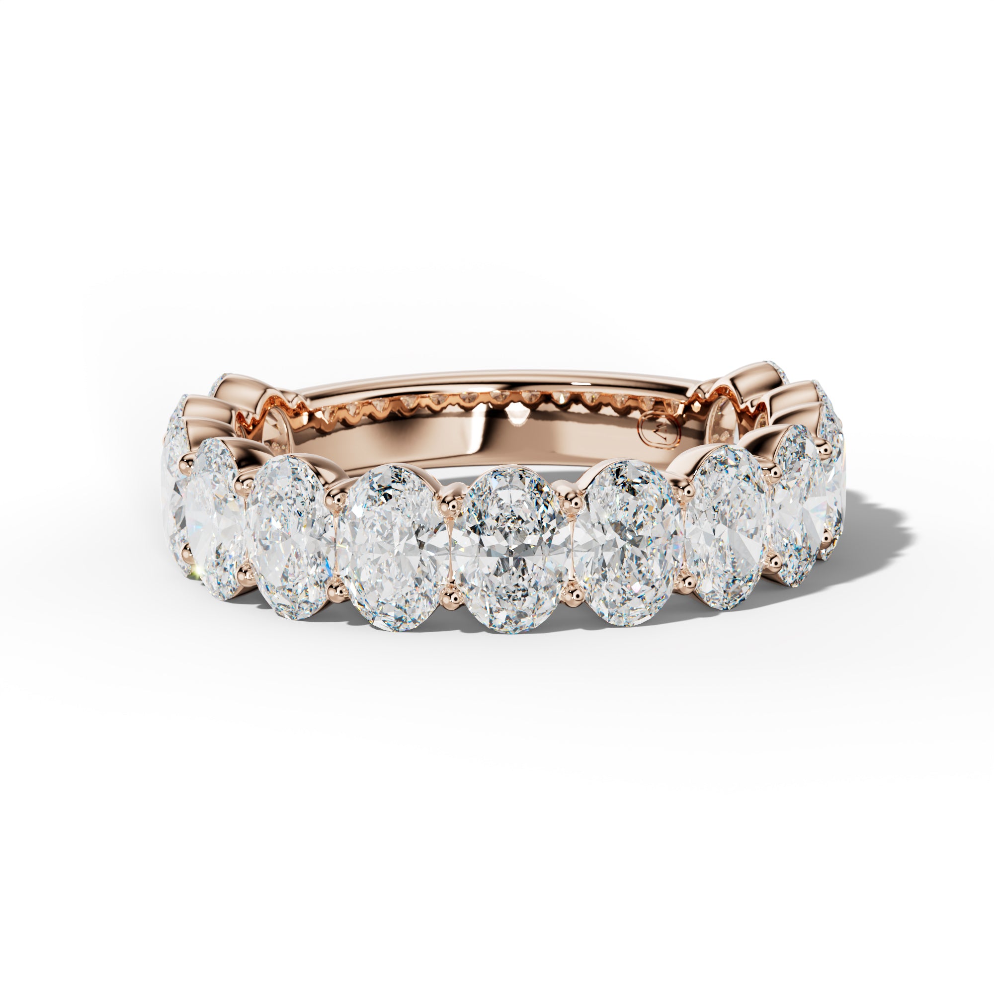 4.0 Carat Oval Diamond 3/4 Anniversary Band Shared Prong  Low-Set Design