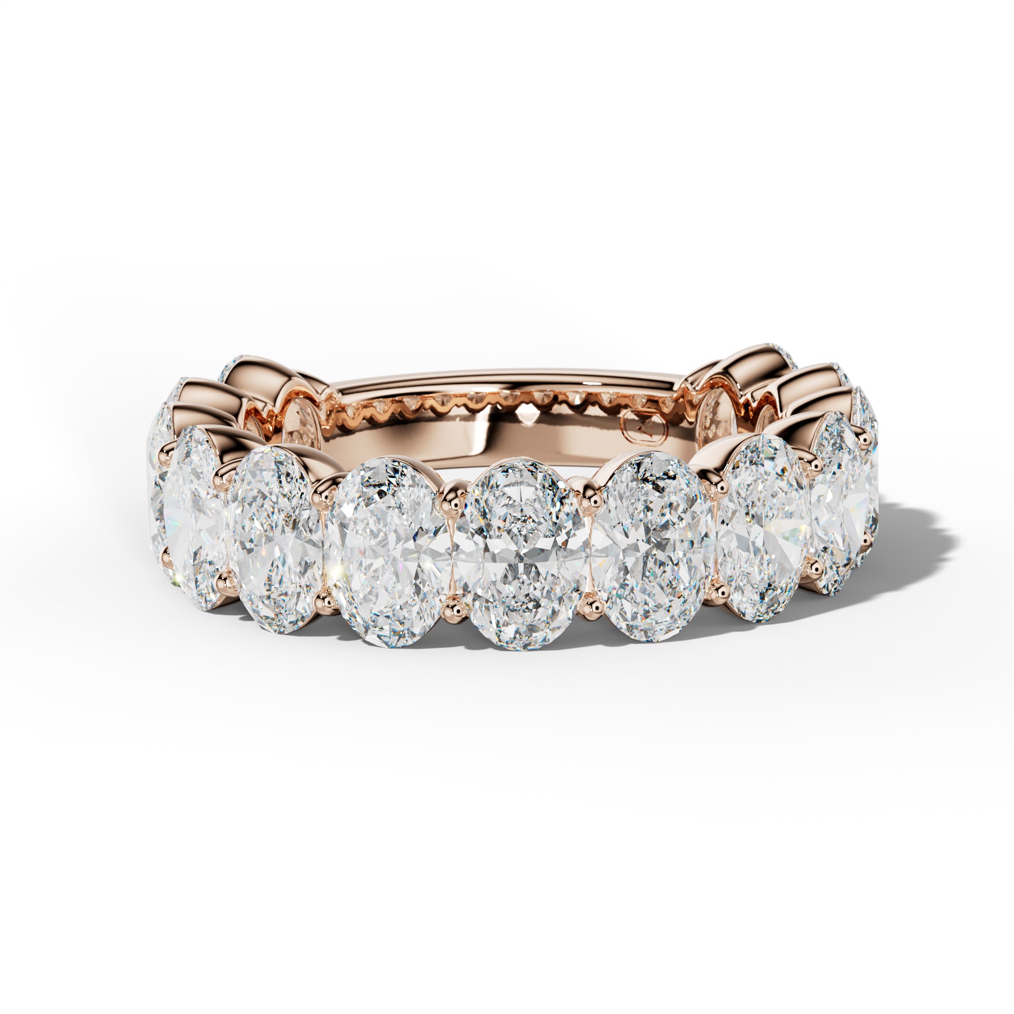 5.0 Carat Oval Diamond 3/4 Anniversary Band Shared Prong  Low-Set Design