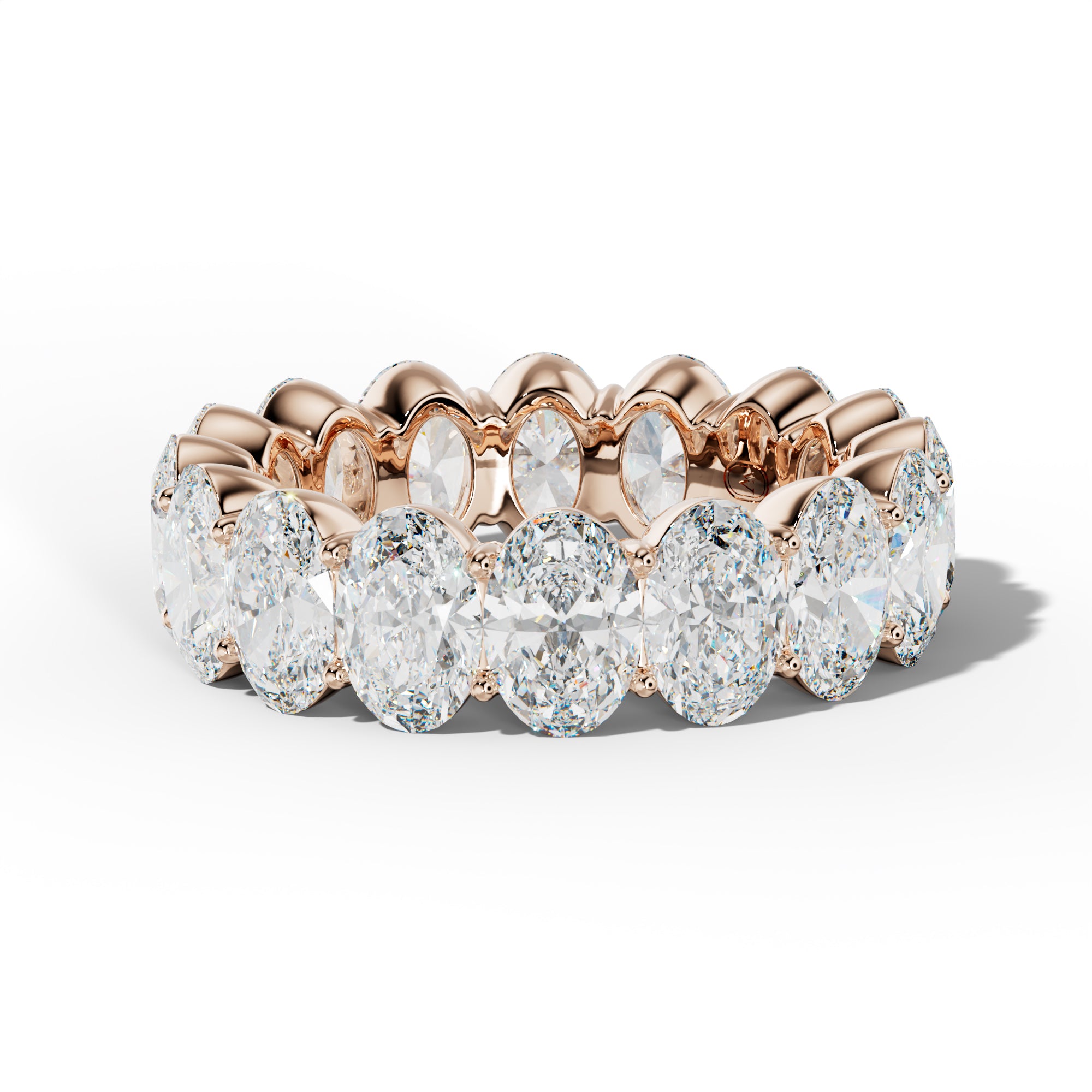 7.0 Carat Oval Diamond Eternity Band Shared Prong  Low-Set Design