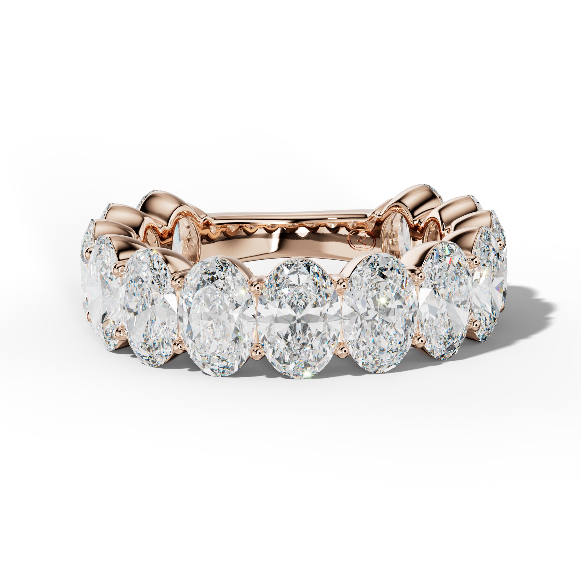 6.0 Carat Oval Diamond 3/4 Anniversary Band Shared Prong  Low-Set Design