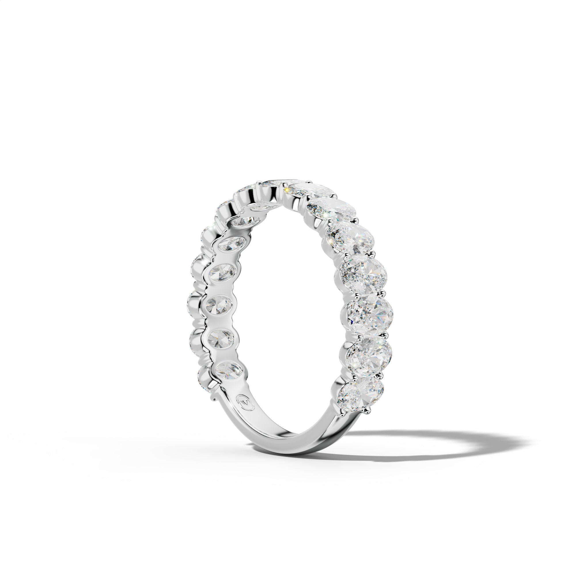 3.0 Carat Oval Diamond 3/4 Anniversary Band Shared Prong  Low-Set Design