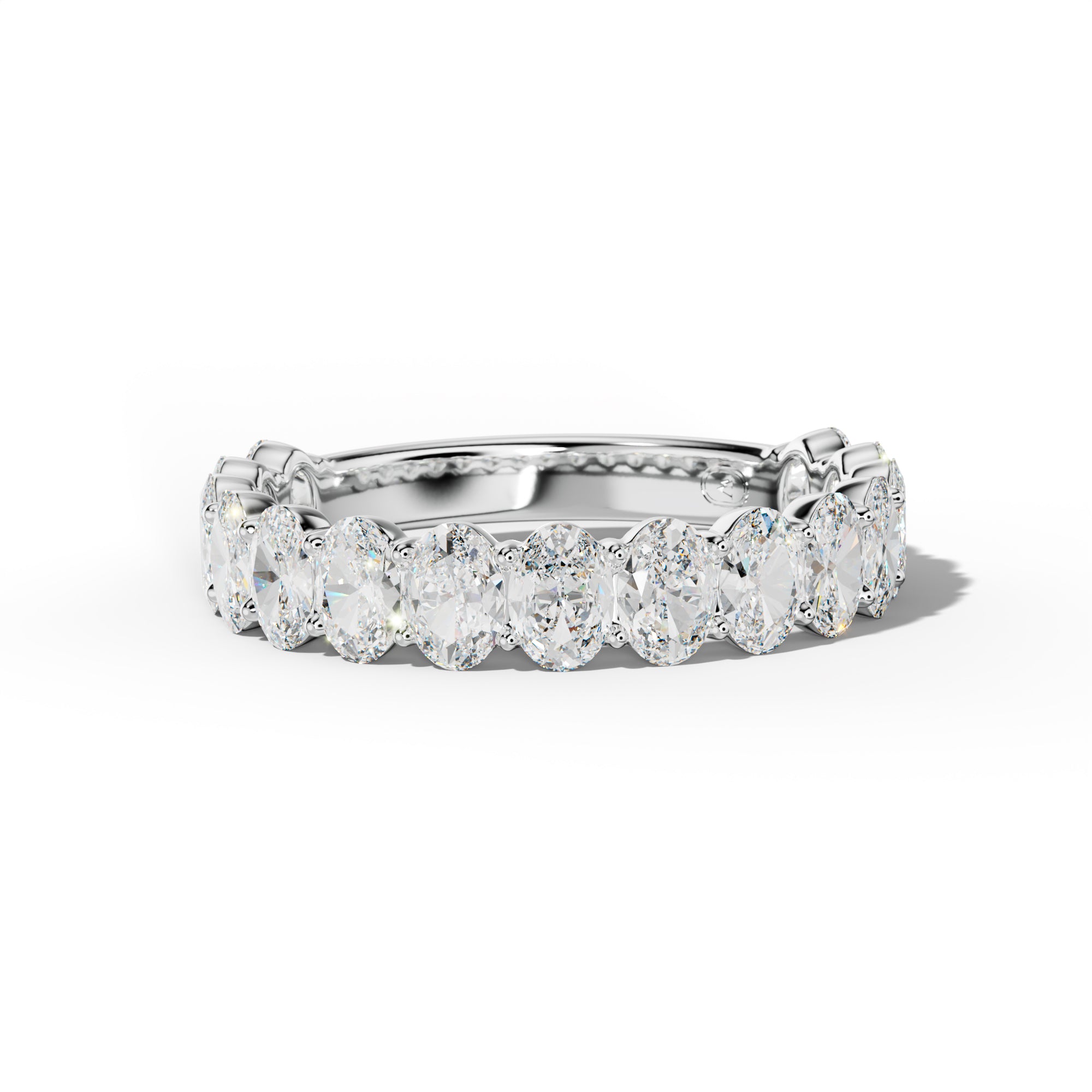 3.0 Carat Oval Diamond 3/4 Anniversary Band Shared Prong  Low-Set Design