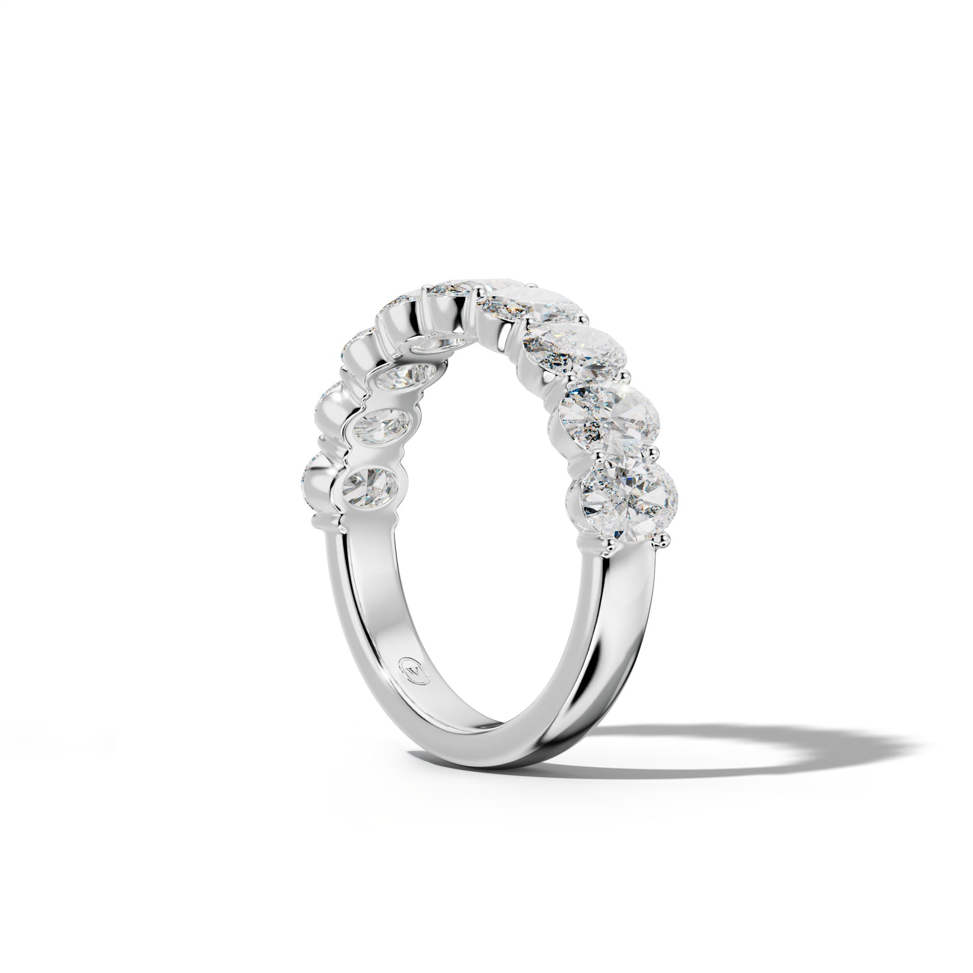3.0 Carat Oval Diamond Half Anniversary Band Shared Prong  Low-Set Design