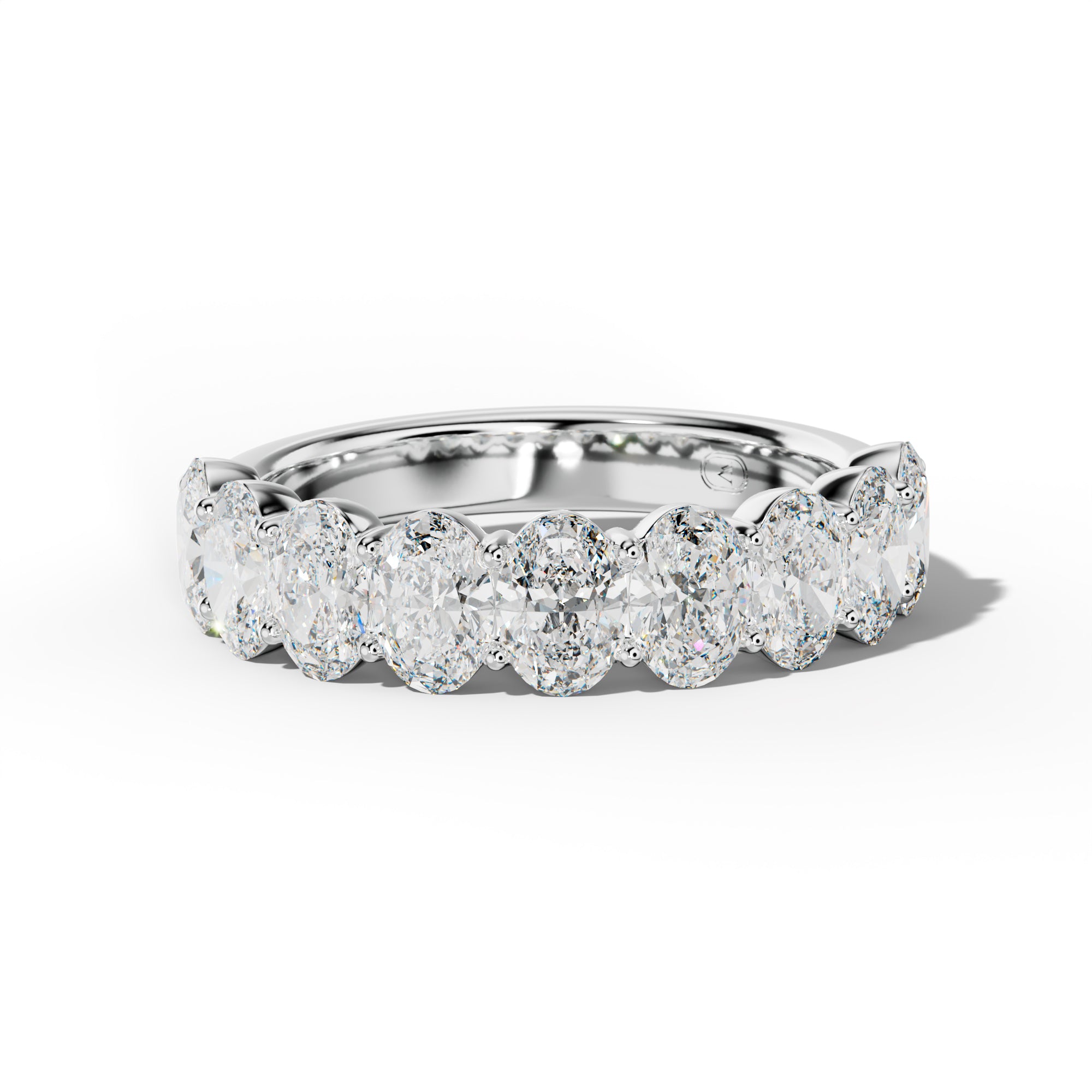3.0 Carat Oval Diamond Half Anniversary Band Shared Prong  Low-Set Design