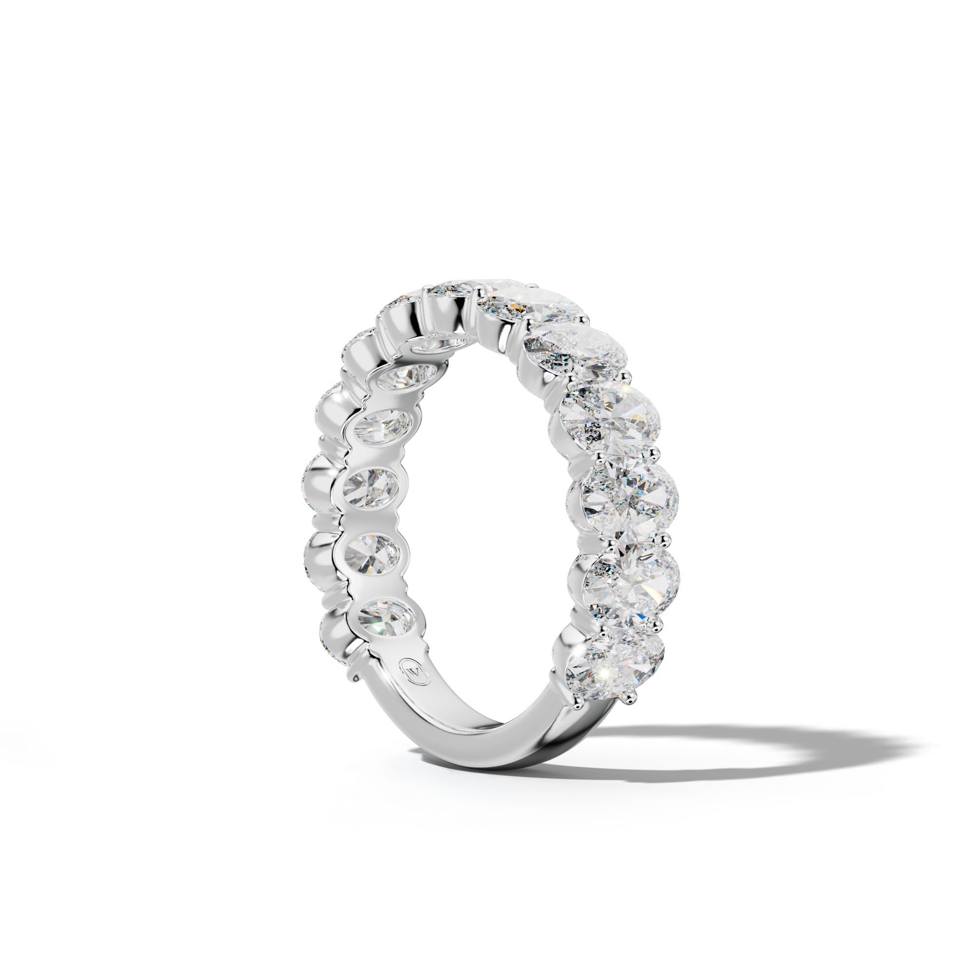 4.0 Carat Oval Diamond 3/4 Anniversary Band Shared Prong  Low-Set Design