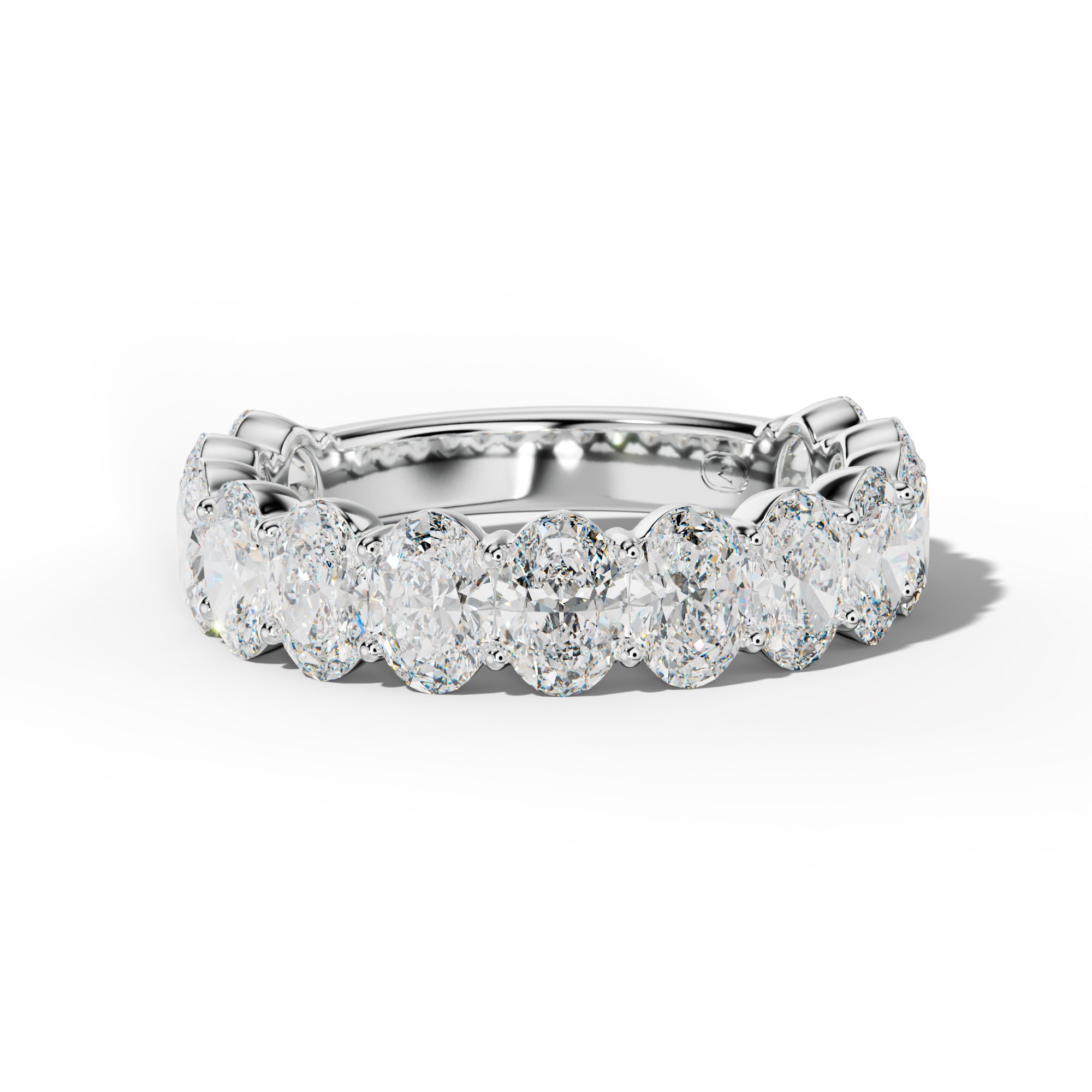 4.0 Carat Oval Diamond 3/4 Anniversary Band Shared Prong  Low-Set Design