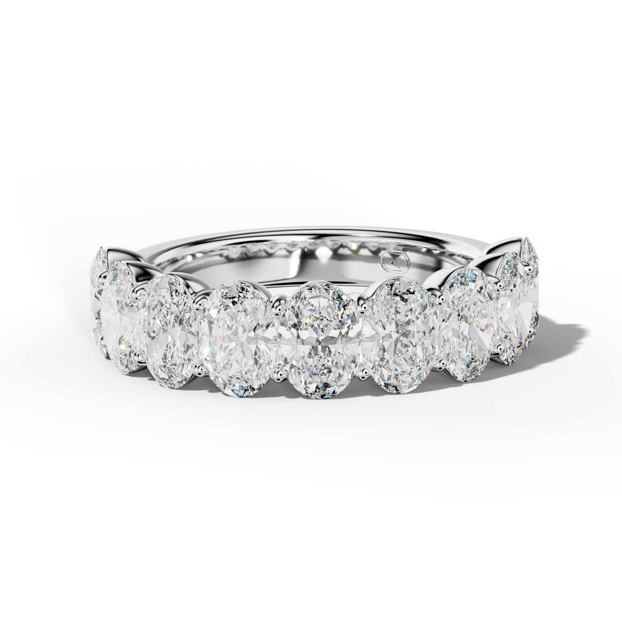 4.0 Carat Oval Diamond Half Anniversary Band Shared Prong  Low-Set Design