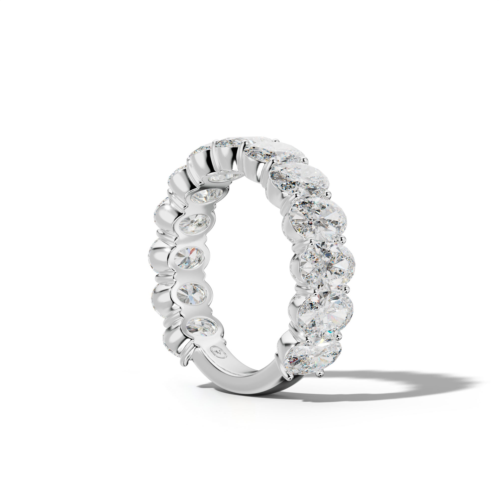 5.0 Carat Oval Diamond 3/4 Anniversary Band Shared Prong  Low-Set Design