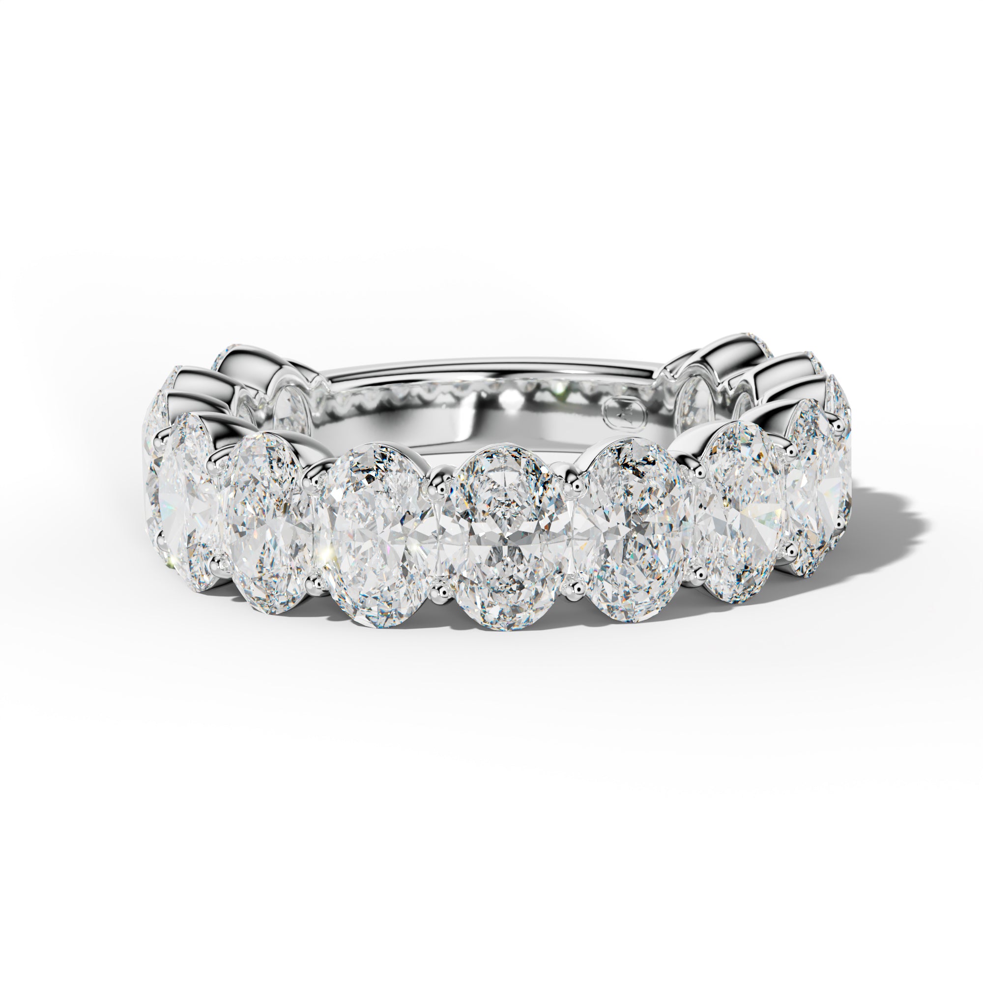 5.0 Carat Oval Diamond 3/4 Anniversary Band Shared Prong  Low-Set Design